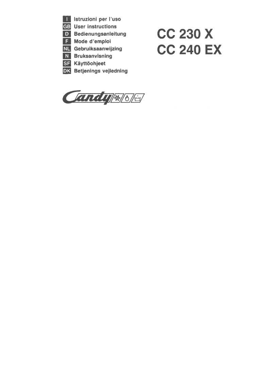 Candy CC240EX, CC230X User Manual