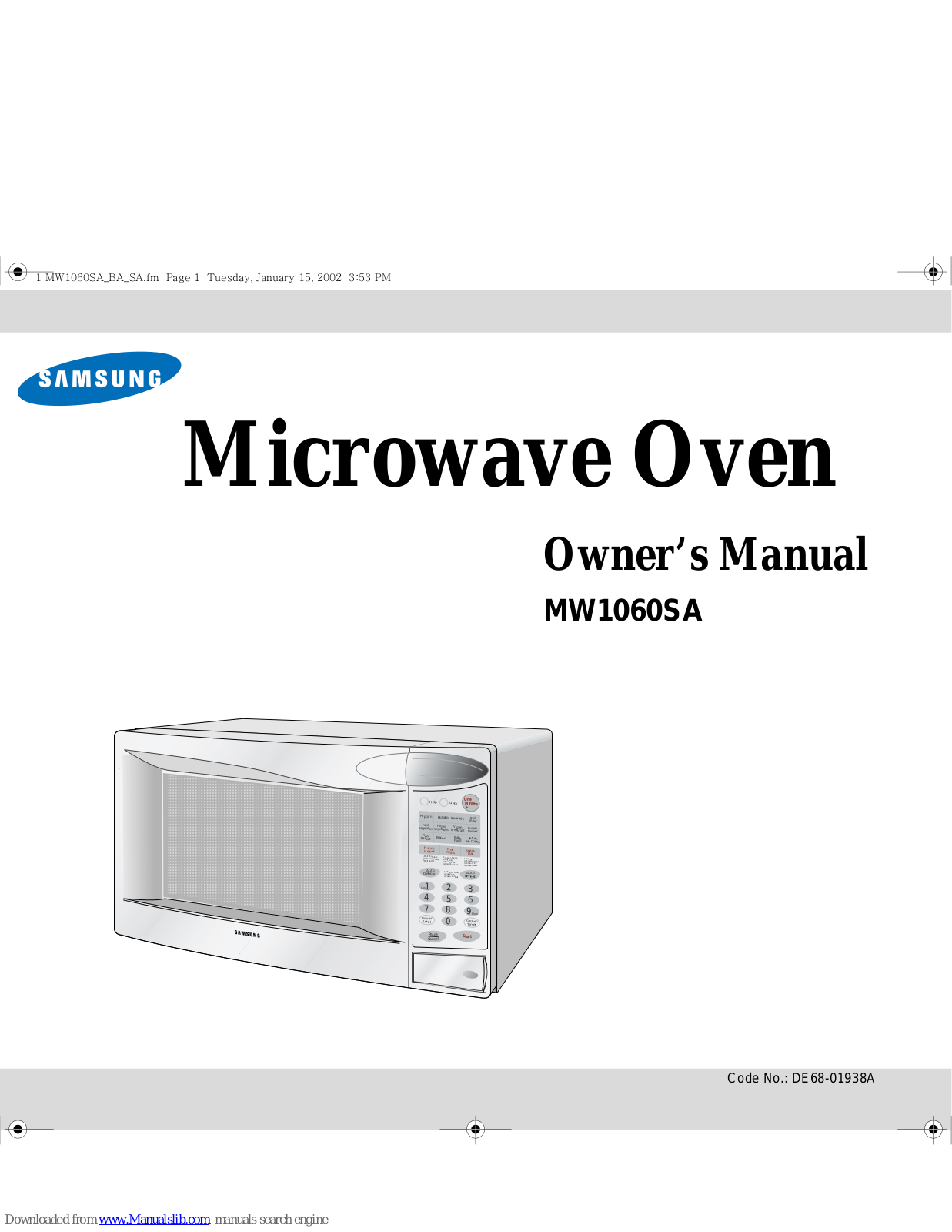 Samsung Model MW1660SA, MW1060SA Owner's Manual