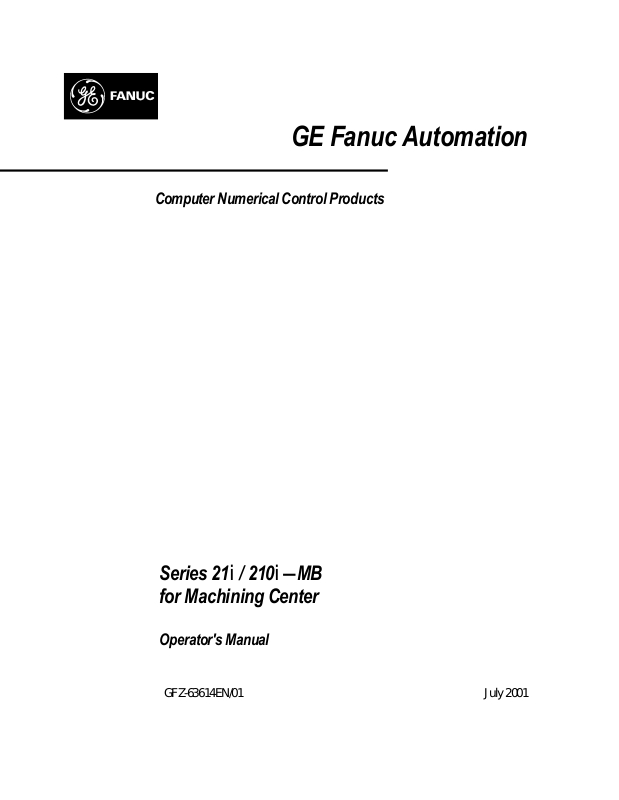 Fanuc 21i MB, 210iMB Operator’s Manual