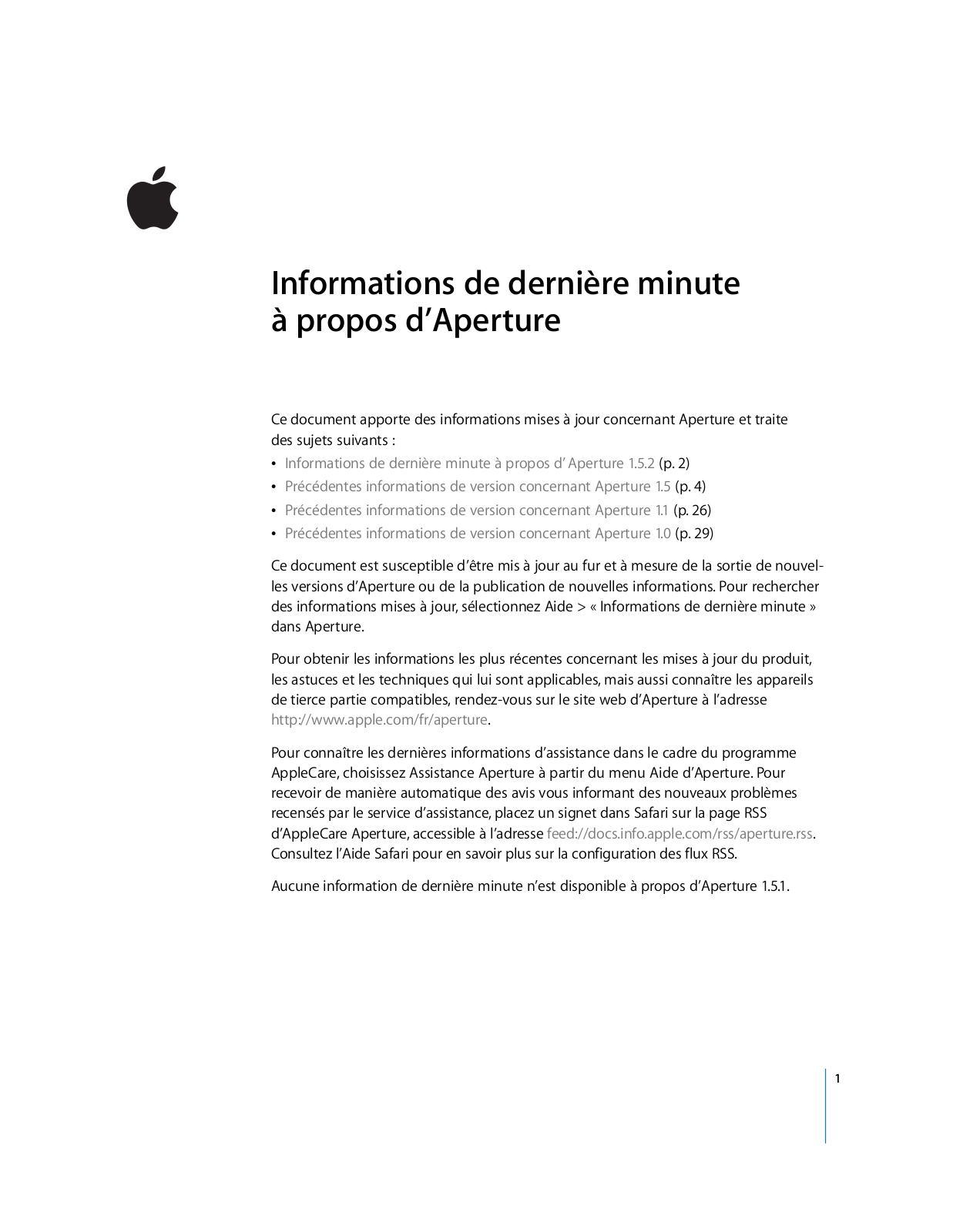 Apple APERTURE 1.5 Information Manual