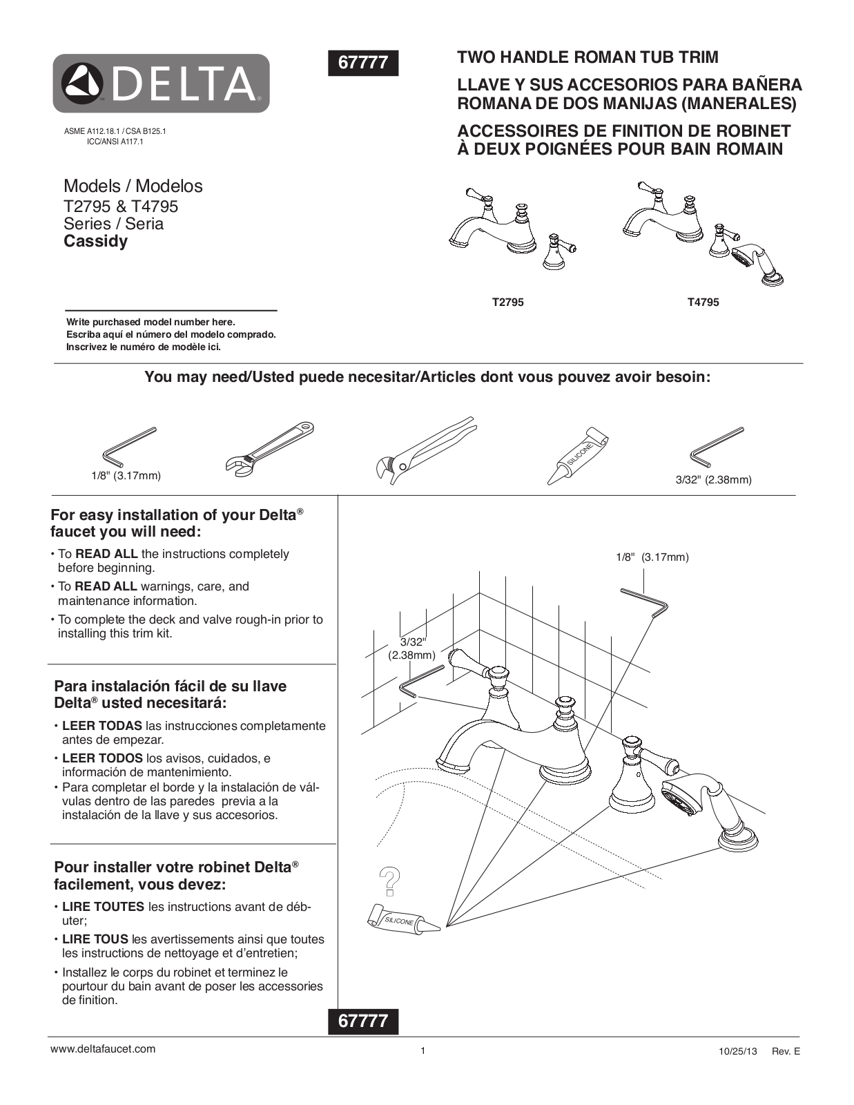 Delta DLT7348 Installation Instructions