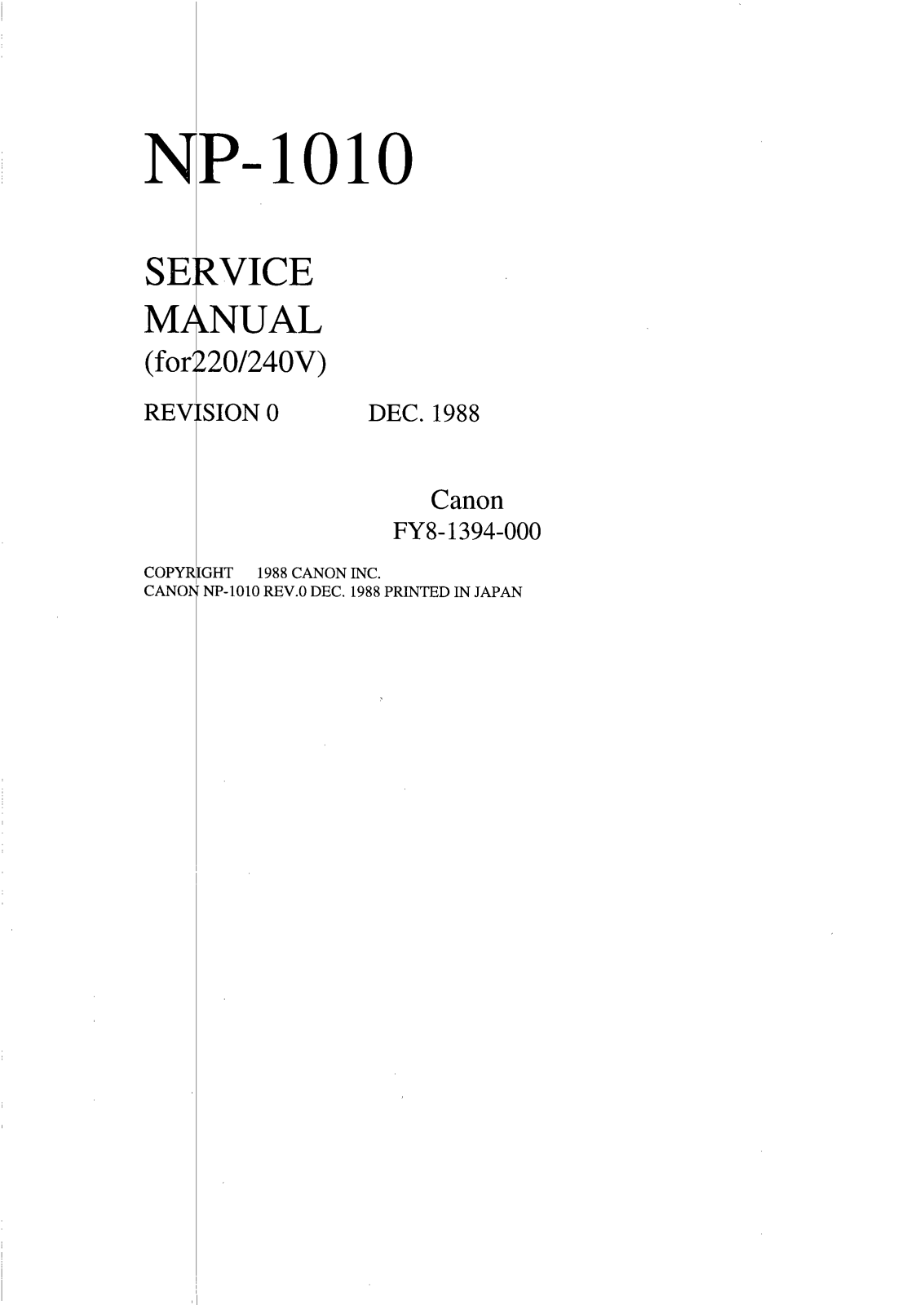 Canon Np1010 Service Manual