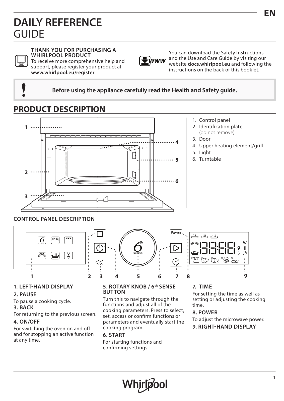 WHIRLPOOL AMW 730 WH User Manual