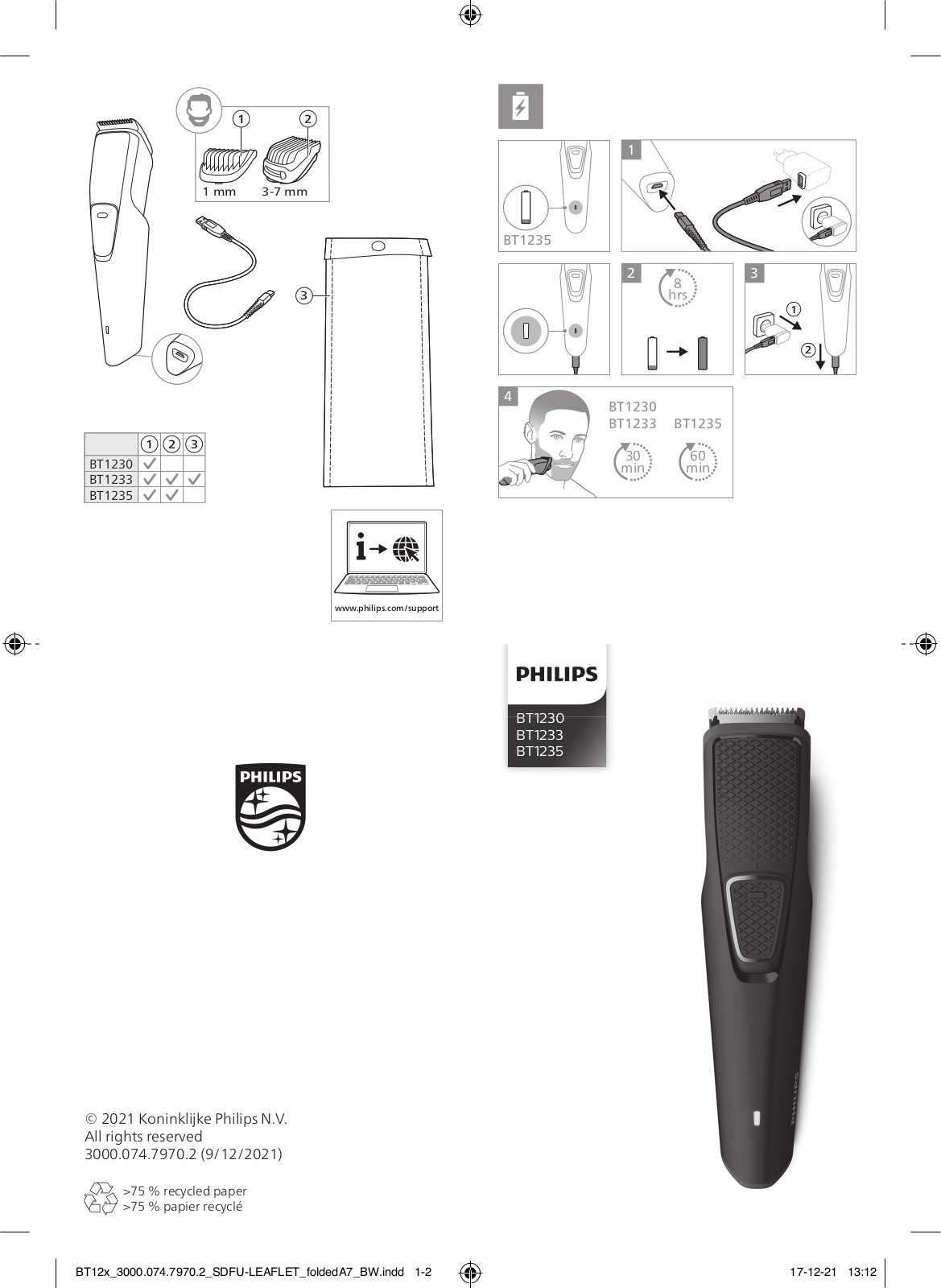 Philips BT1230/15, BT1233/15, BT1232/15, BT1235/15, BT1234/16 quick start guide - ManualMachine.com