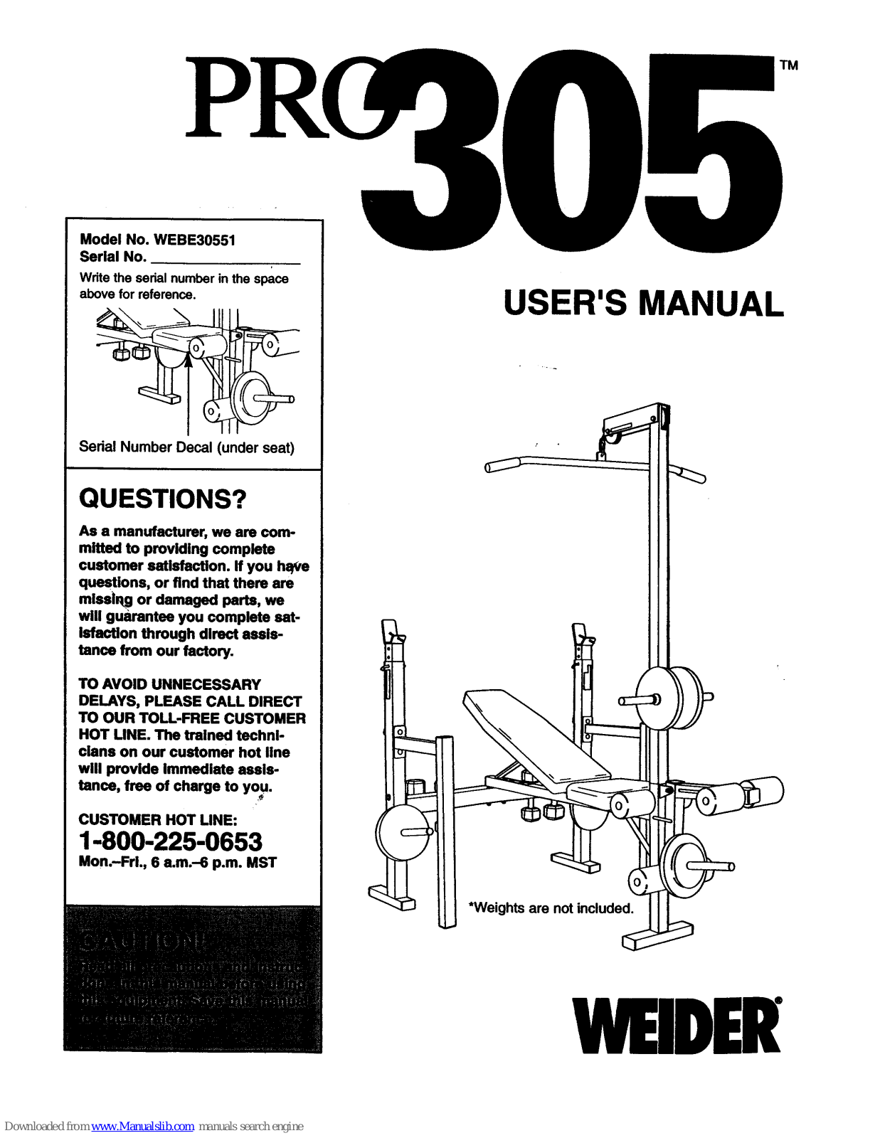 Weider WEBE30551 User Manual