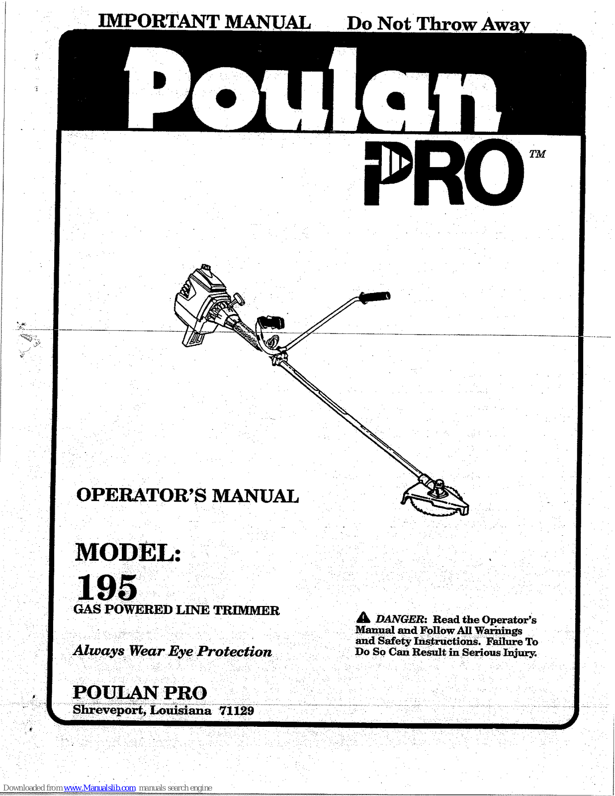 Poulan Pro 1994-01 User Manual