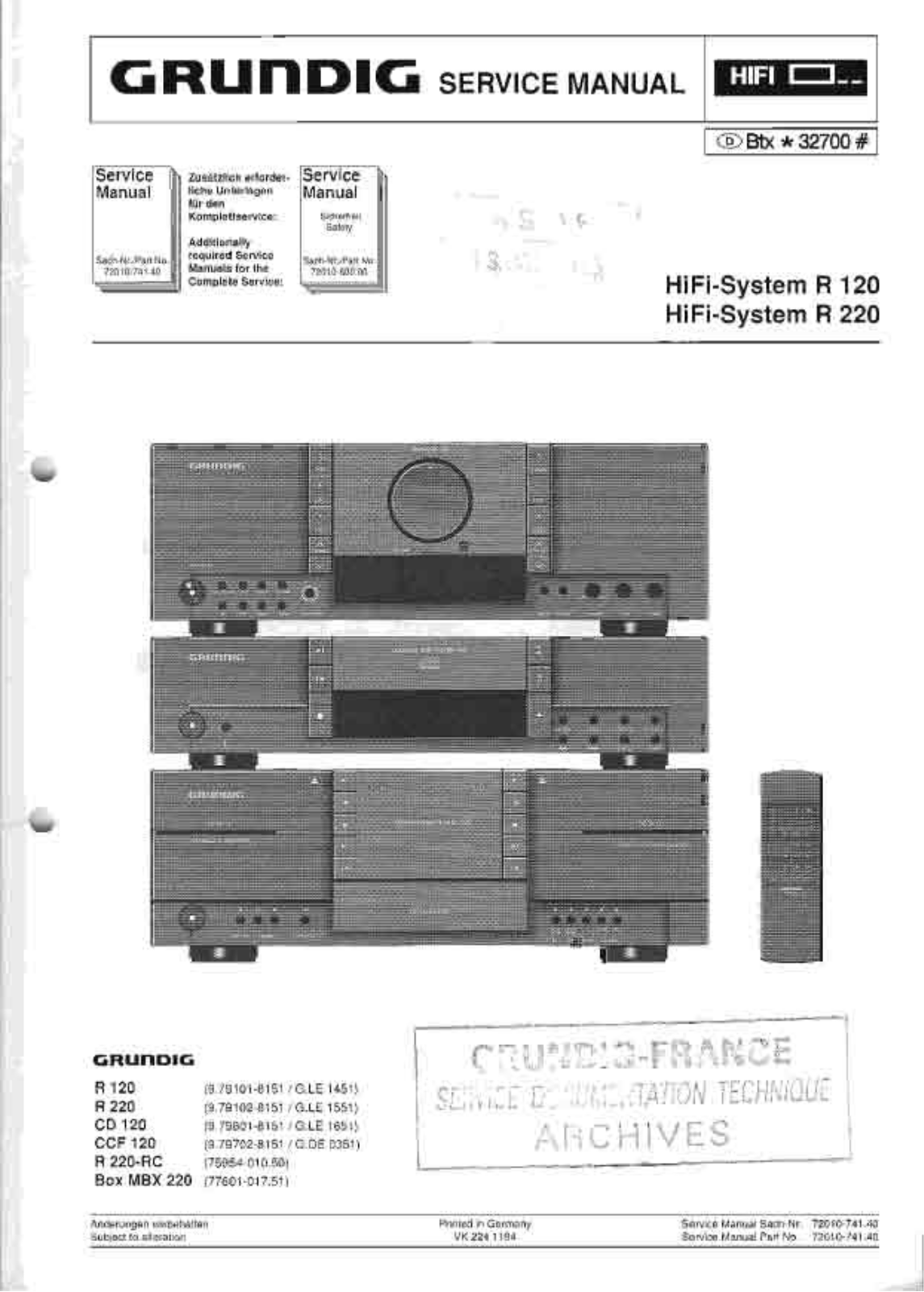 Grundig MV-4-R-120 Service Manual