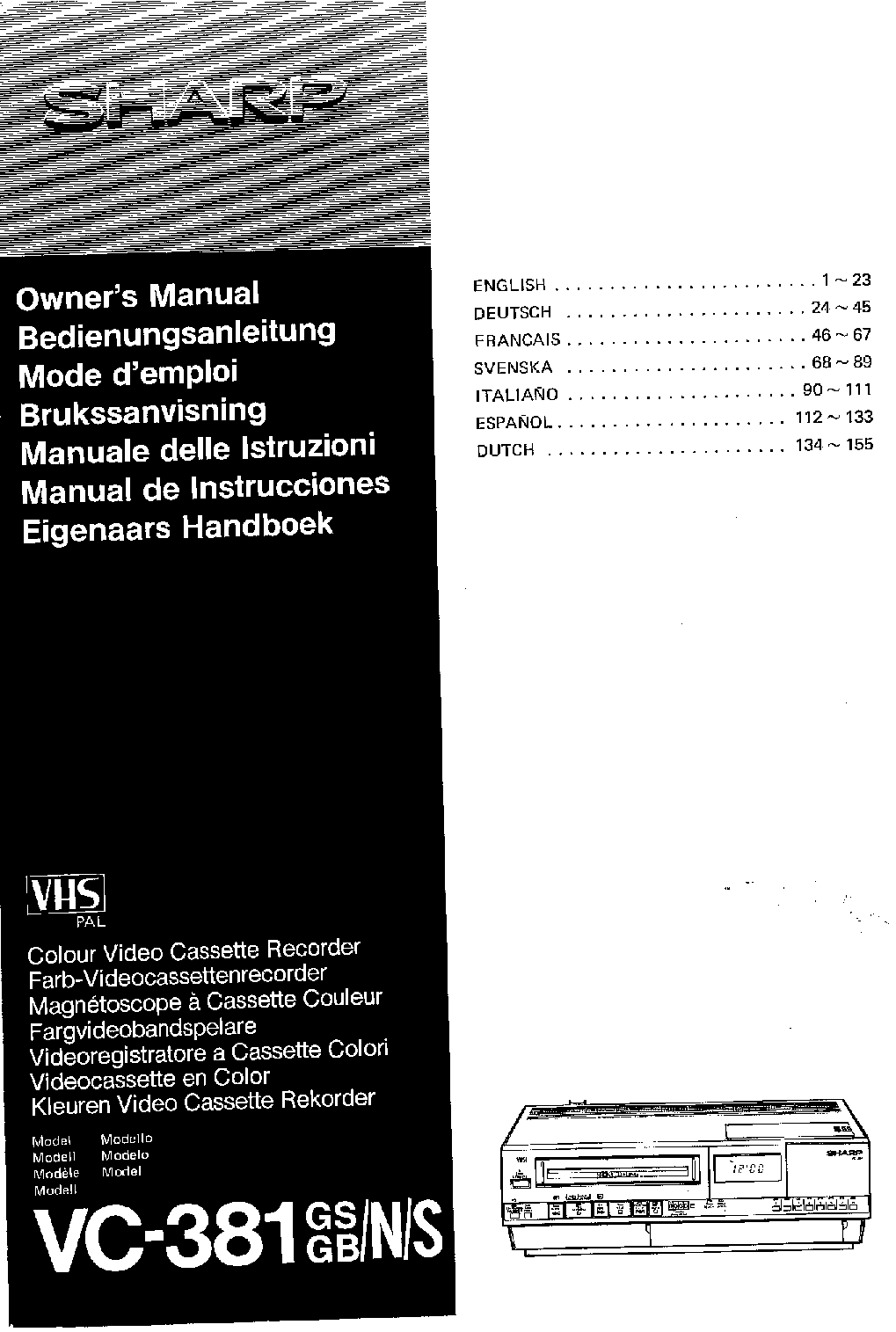 Sharp VC-381GB, VC-381GS, VC-381N, VC-381S Operating Manual