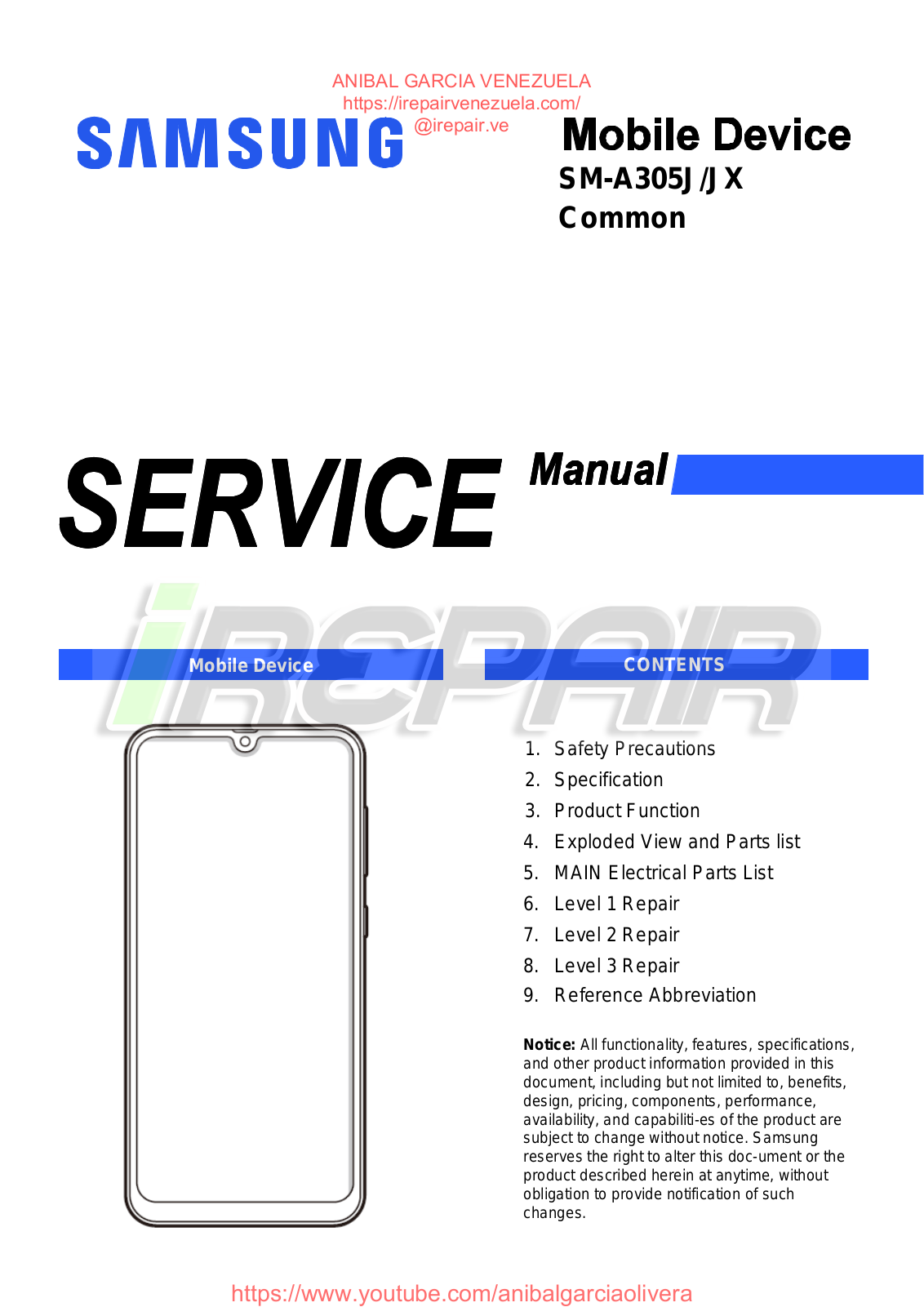 SAMSUNG SM-A305J Service and repair manual