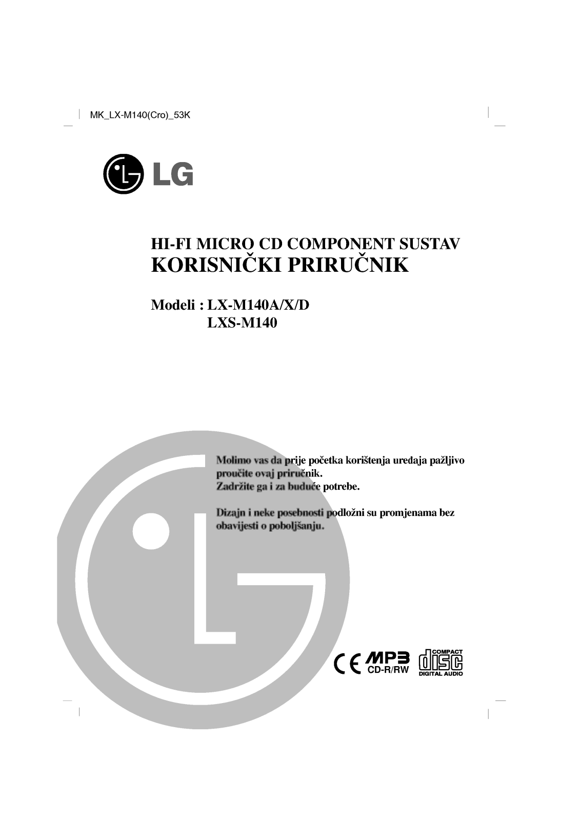 LG LX-M140D User Guide