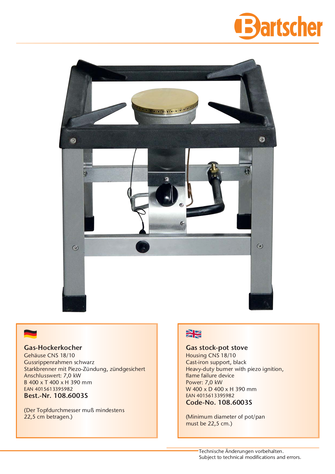 Bartscher 108.6003S User Manual