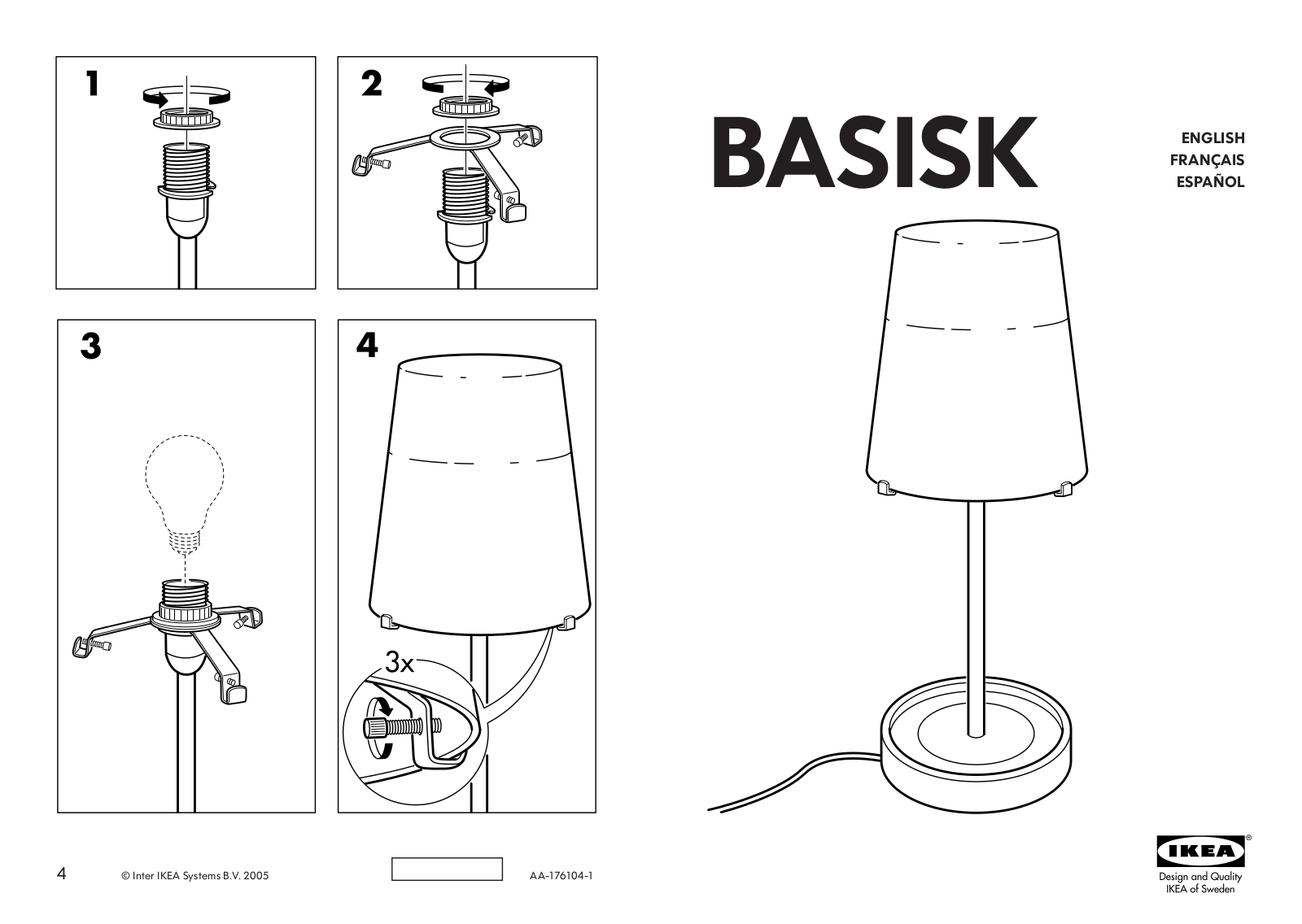 IKEA BASISK TABLE LAMP16 Assembly Instruction