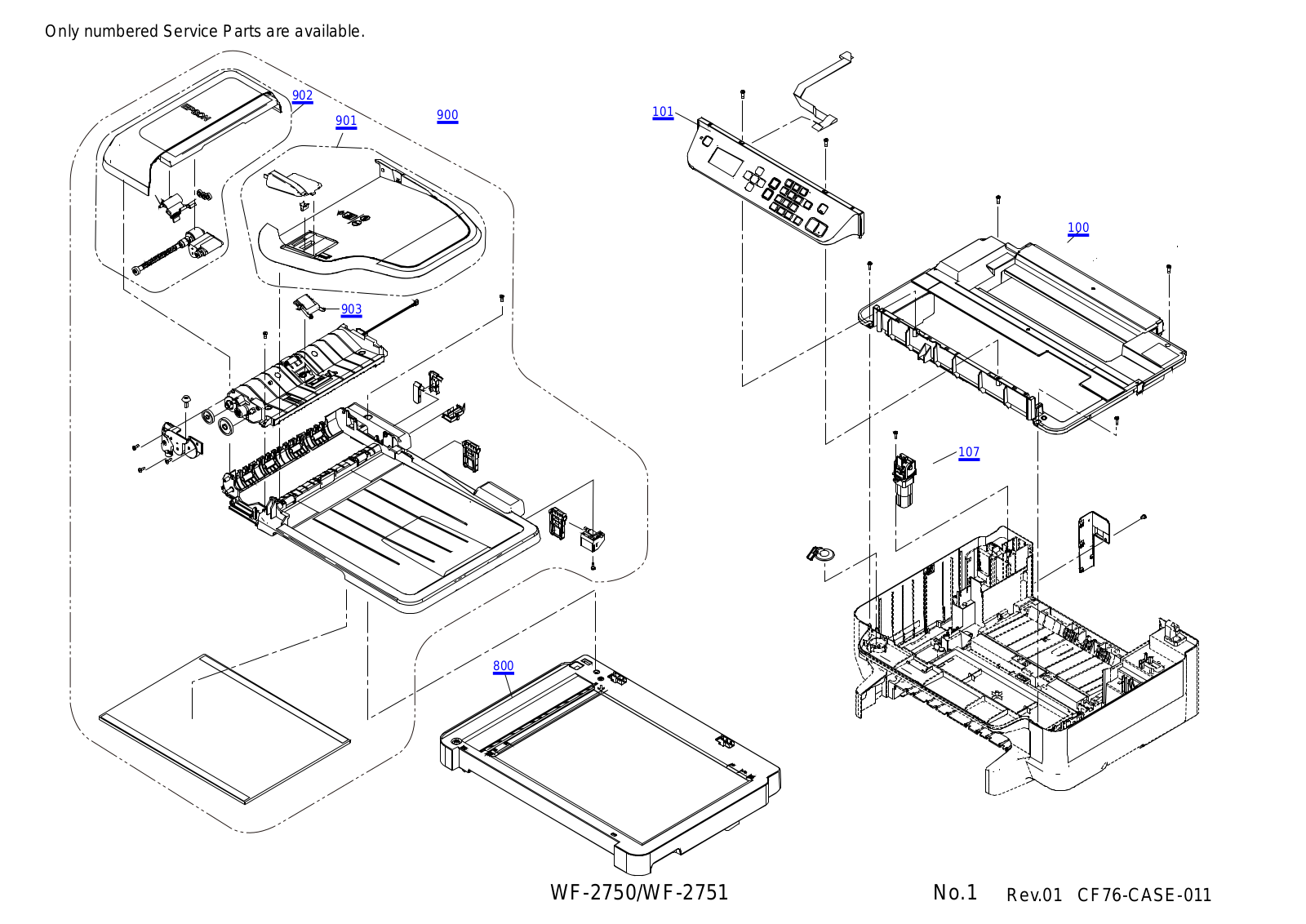 Epson WF-2750, CF76 Exploded Diagrams CASE 011