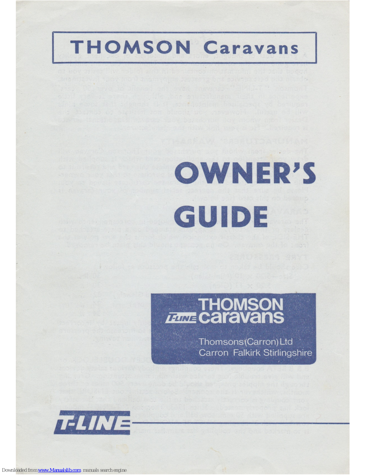 THOMSON 1971 T-Line Owner's Manual