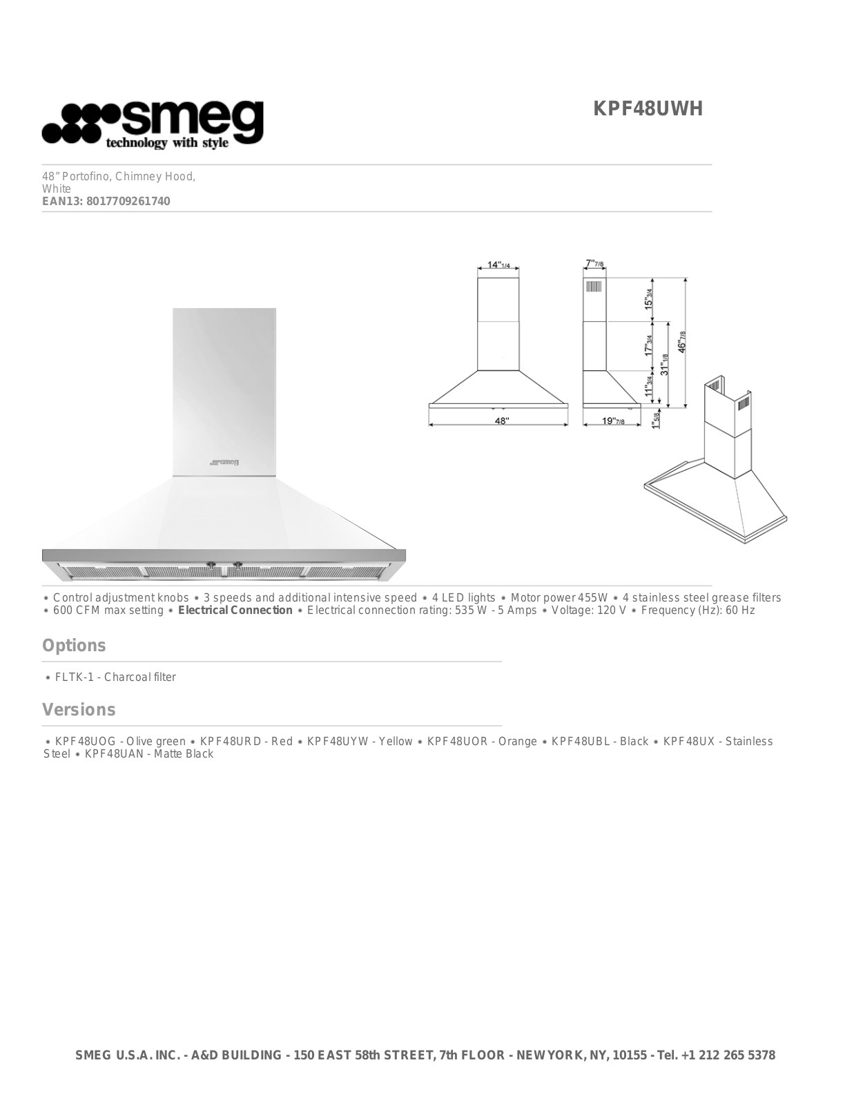 Smeg KPF48UWH User Manual