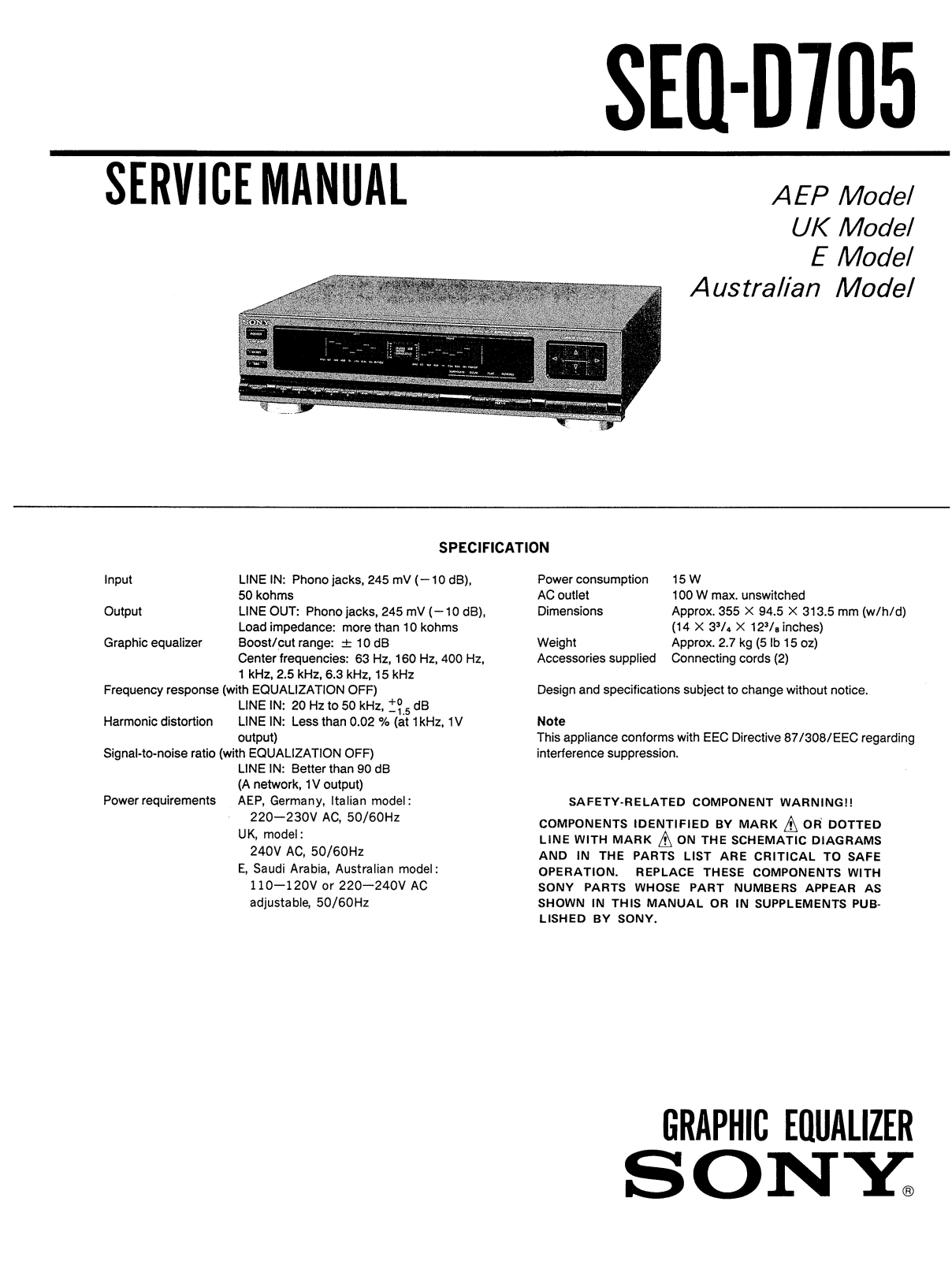 Sony SEQD-705 Service manual