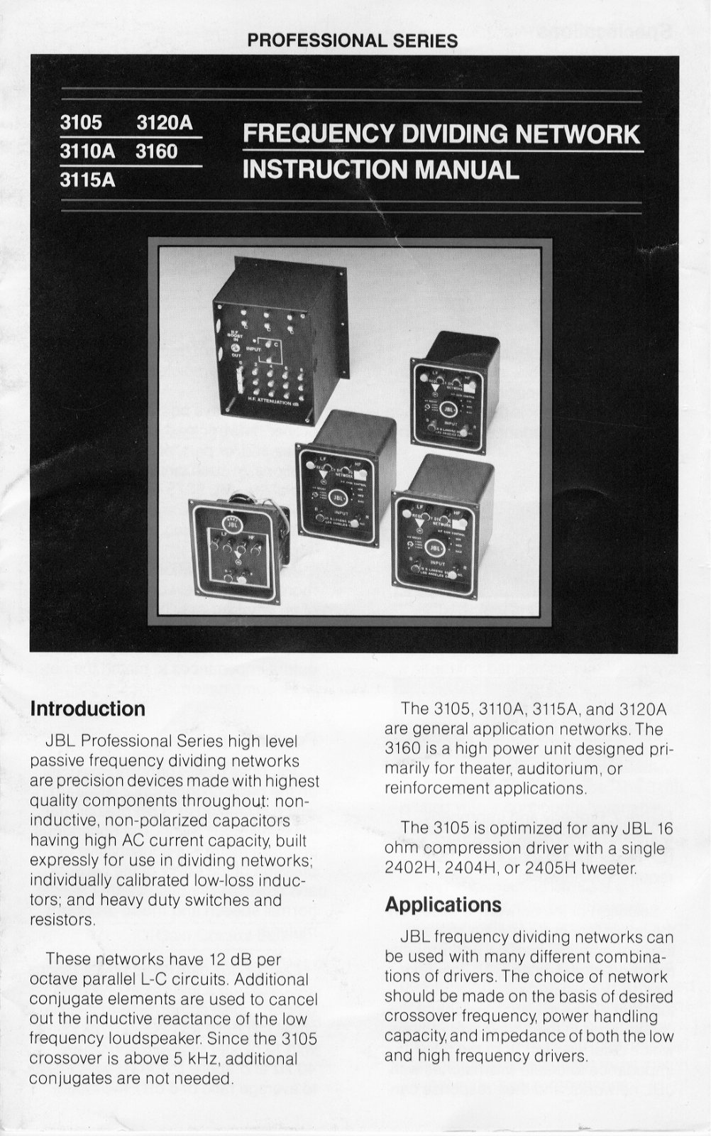 JBL 3110-A, 3115-A, 3120-A, 3160 Brochure