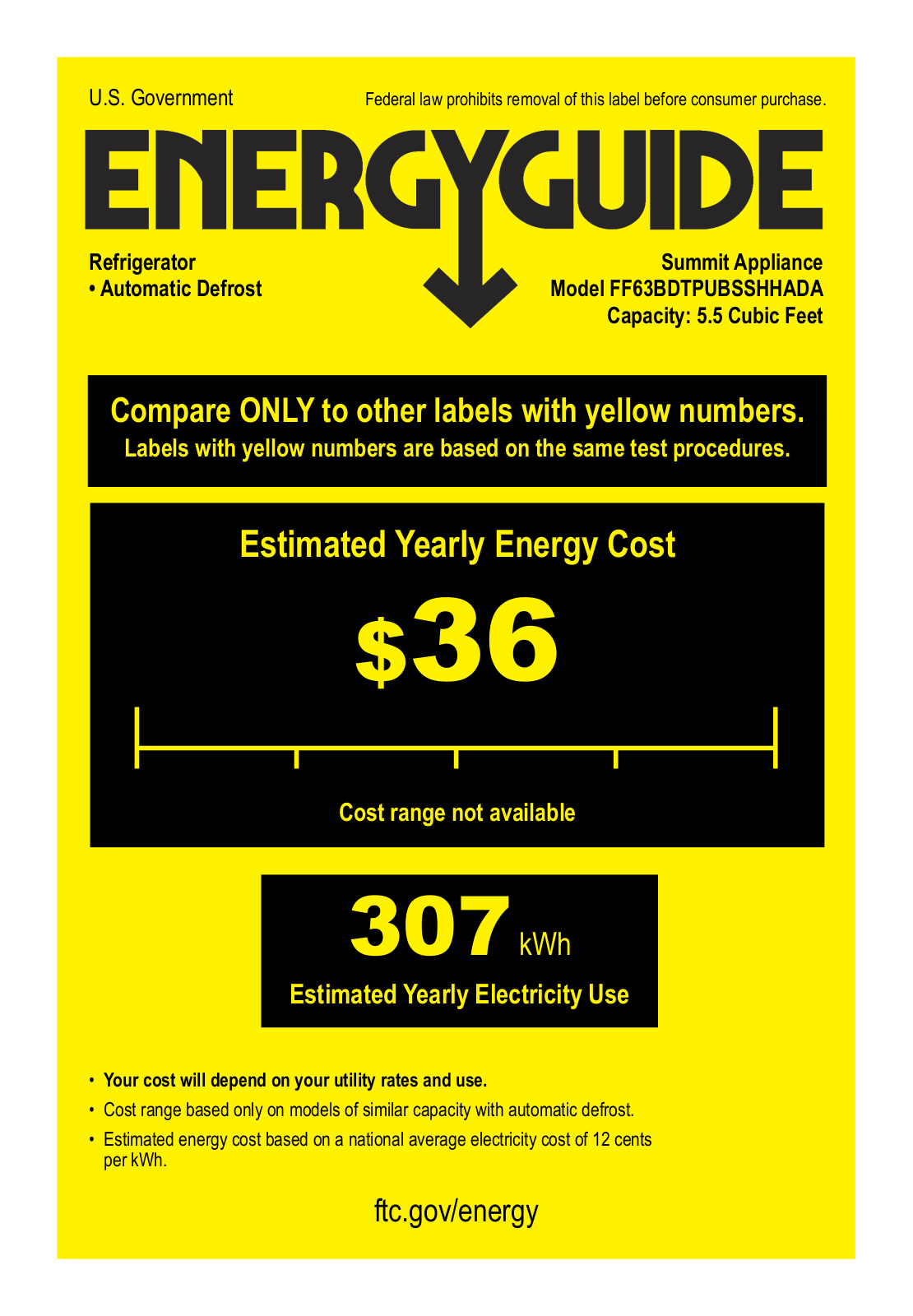 Summit FF63BDTPUBSSHHADA Energy manual