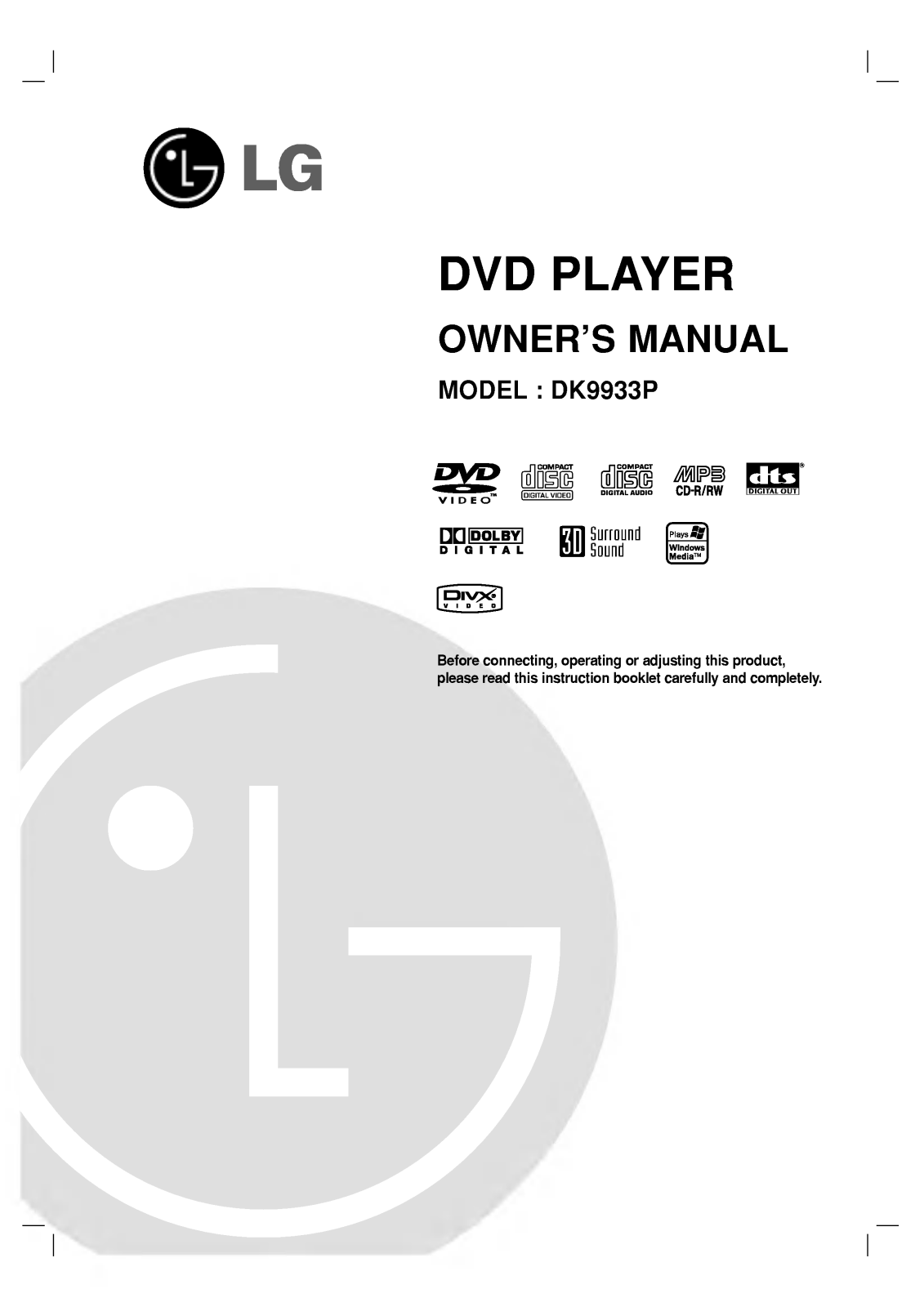 LG DK9933CPM Manual book