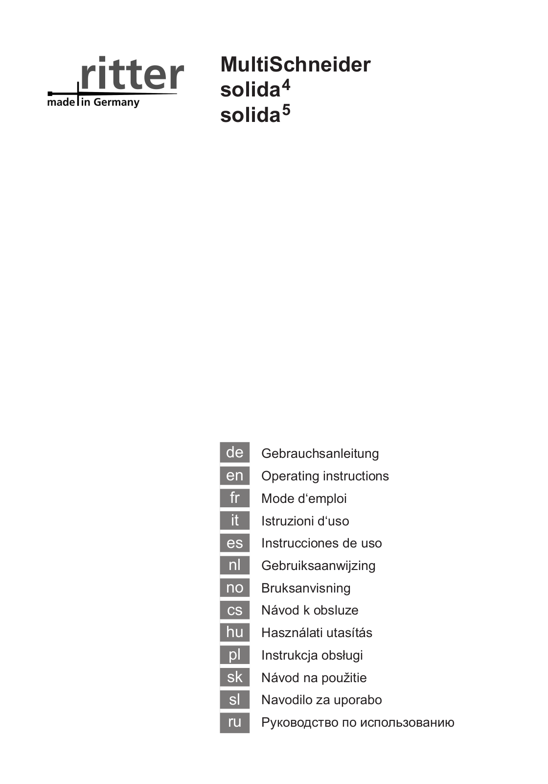 Ritter Solida4 User Manual