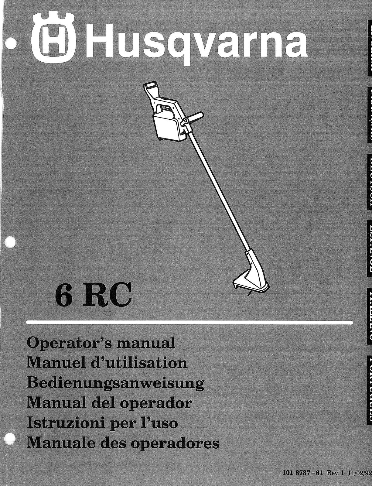 Husqvarna 101873761, 6RC User Manual