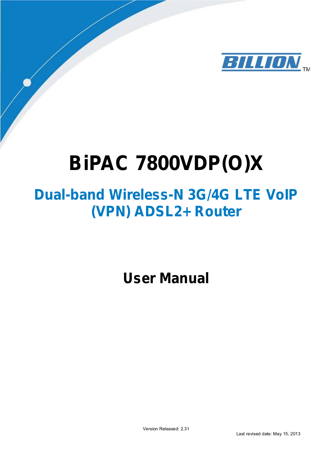 Billion BiPAC 7800VDOX, BiPAC 7800VDPX User Manual