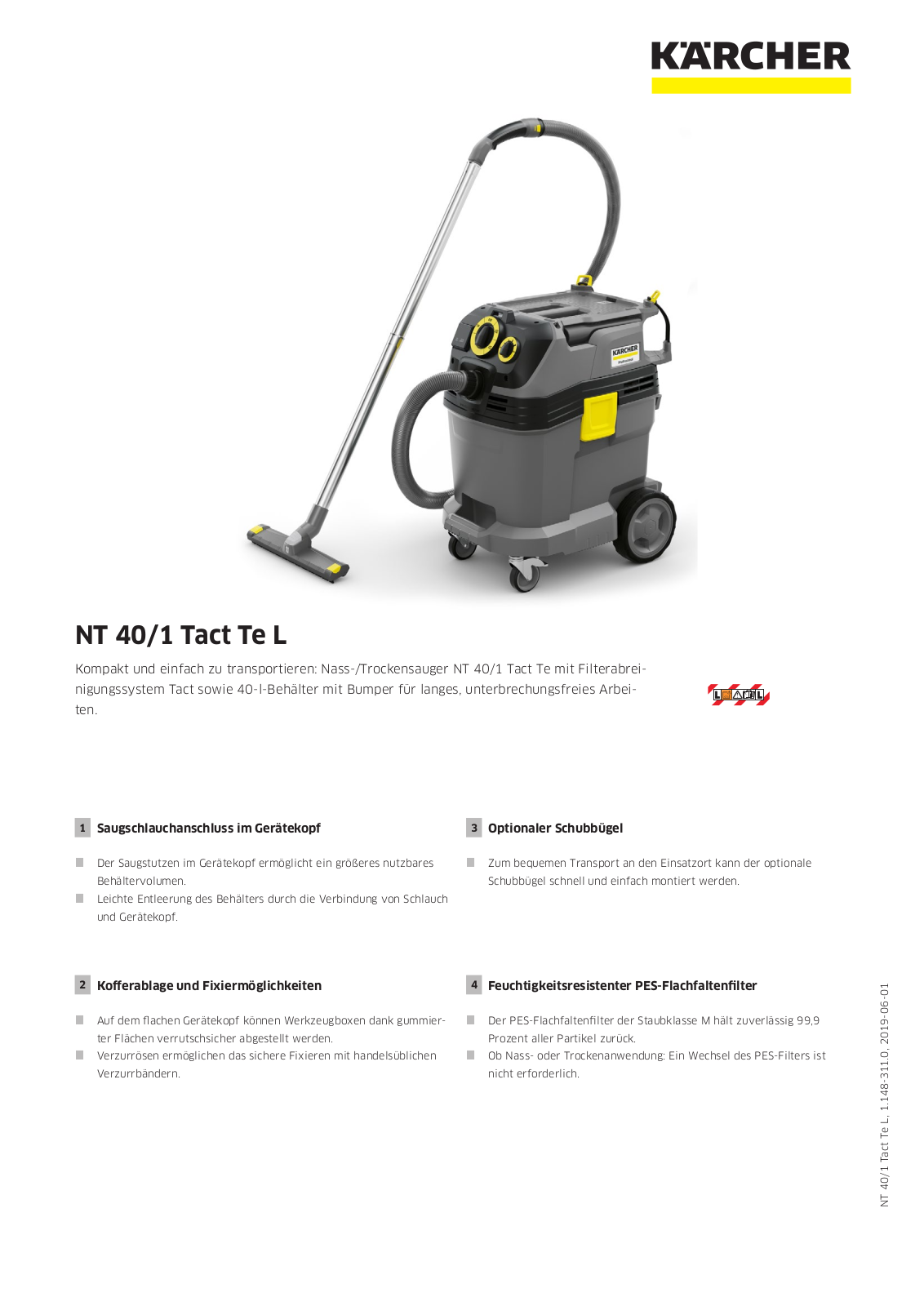 Kärcher NT 40-1 Tact Te L User Manual