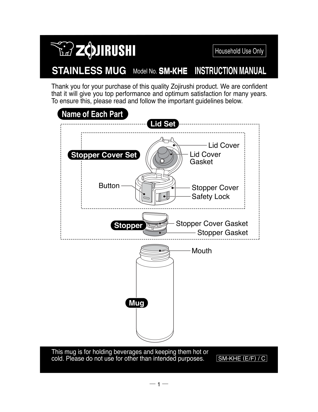 Zojirushi SM-KHE36-48 Owner's Manual