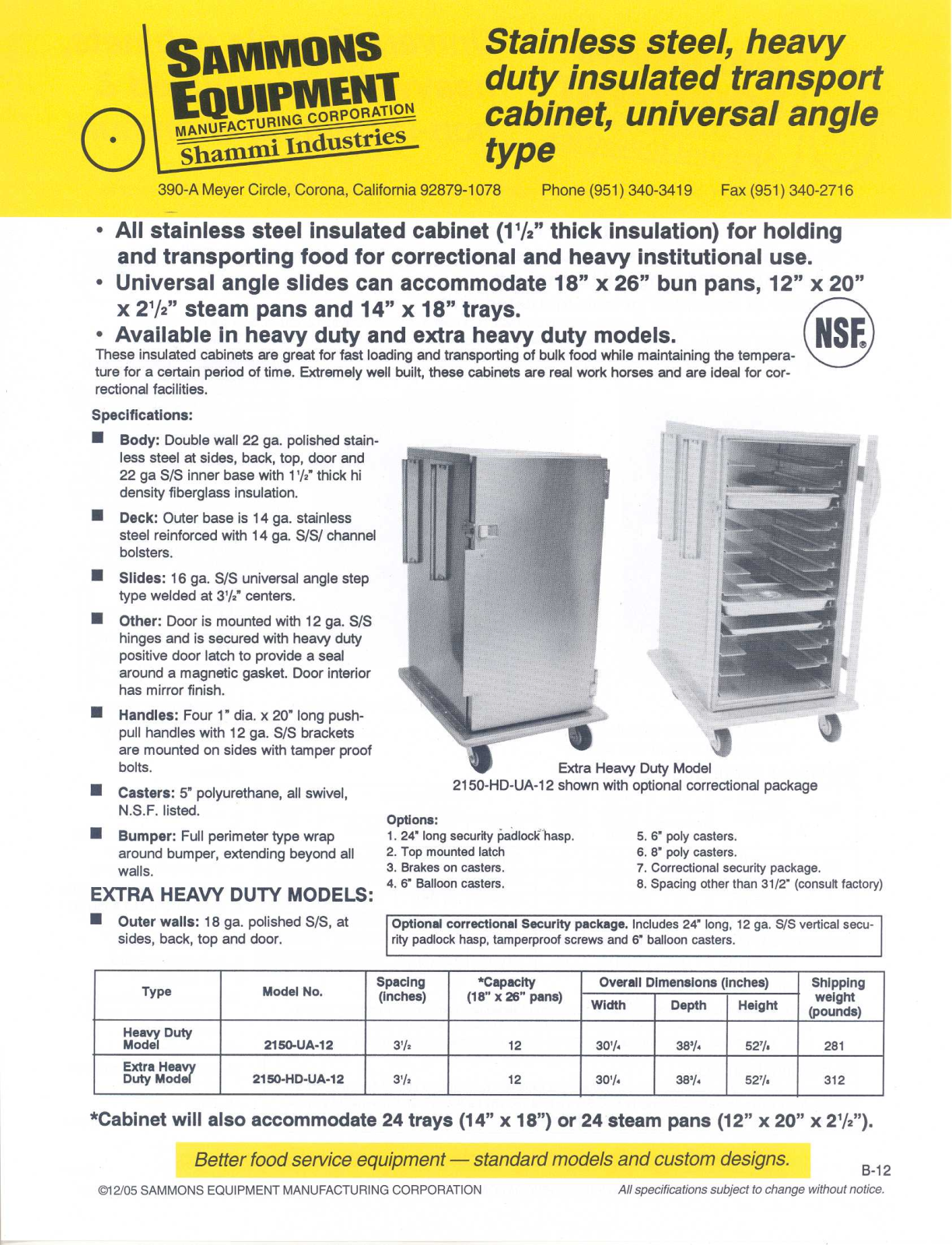 Sammons Equipment 2150-HD-UA-12 User Manual