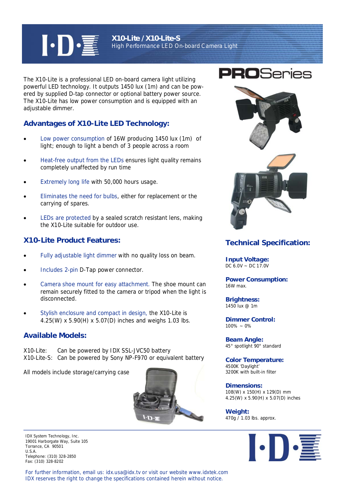 IDX Technology X10-LITE Data Sheet