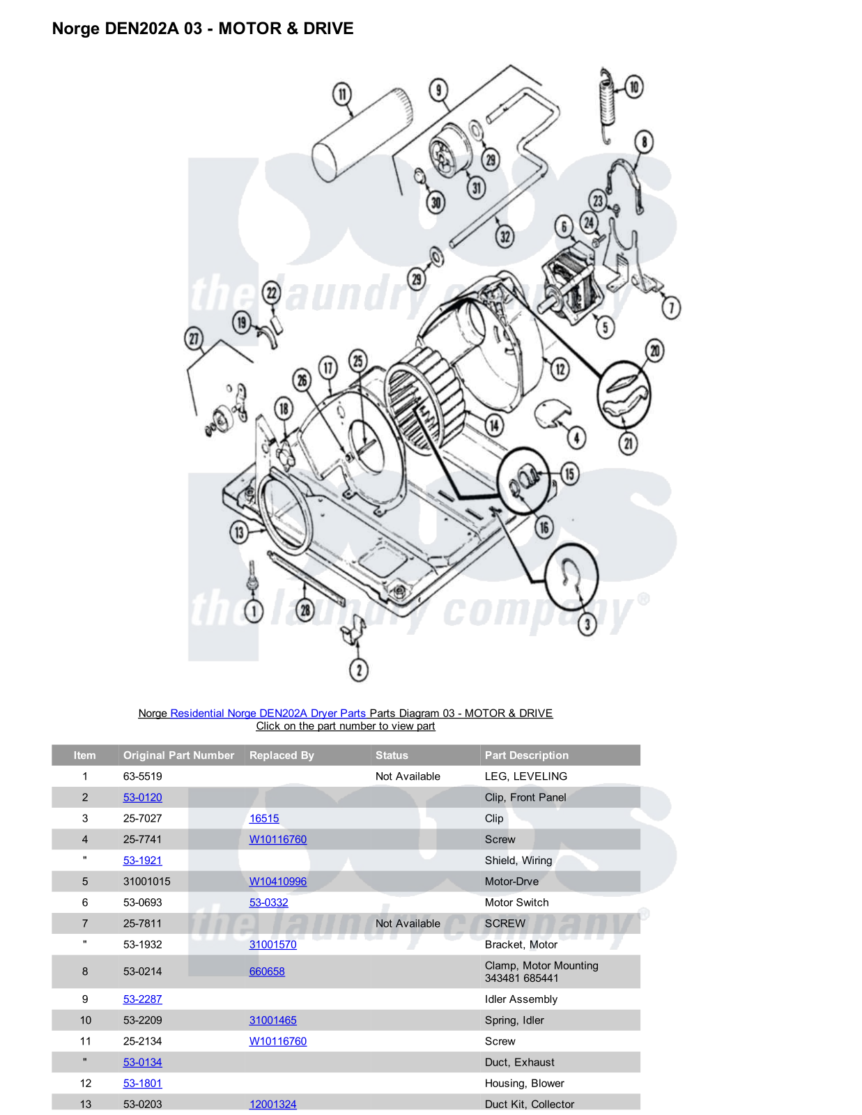 Norge DEN202A Parts Diagram