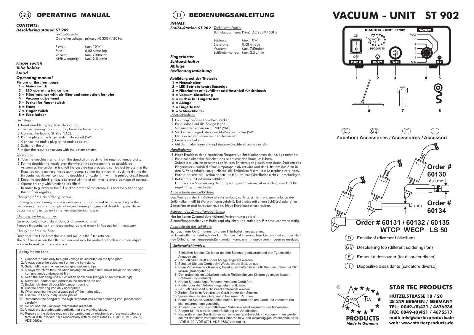 Star Tec ST 902 User guide
