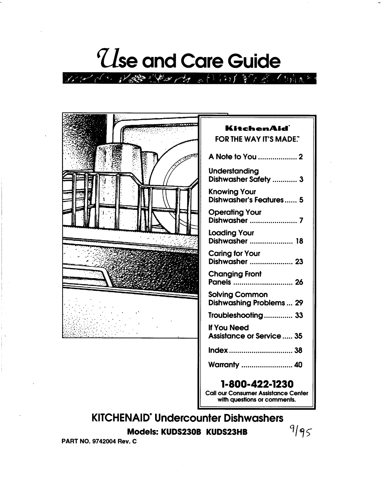 KitchenAid KUDS230B, KUDS23HB User Manual
