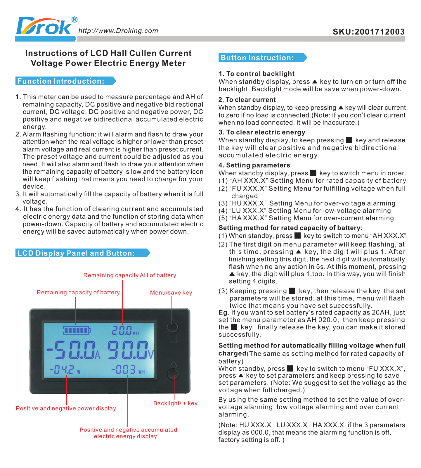Drok WLS-PVA200 User Manual