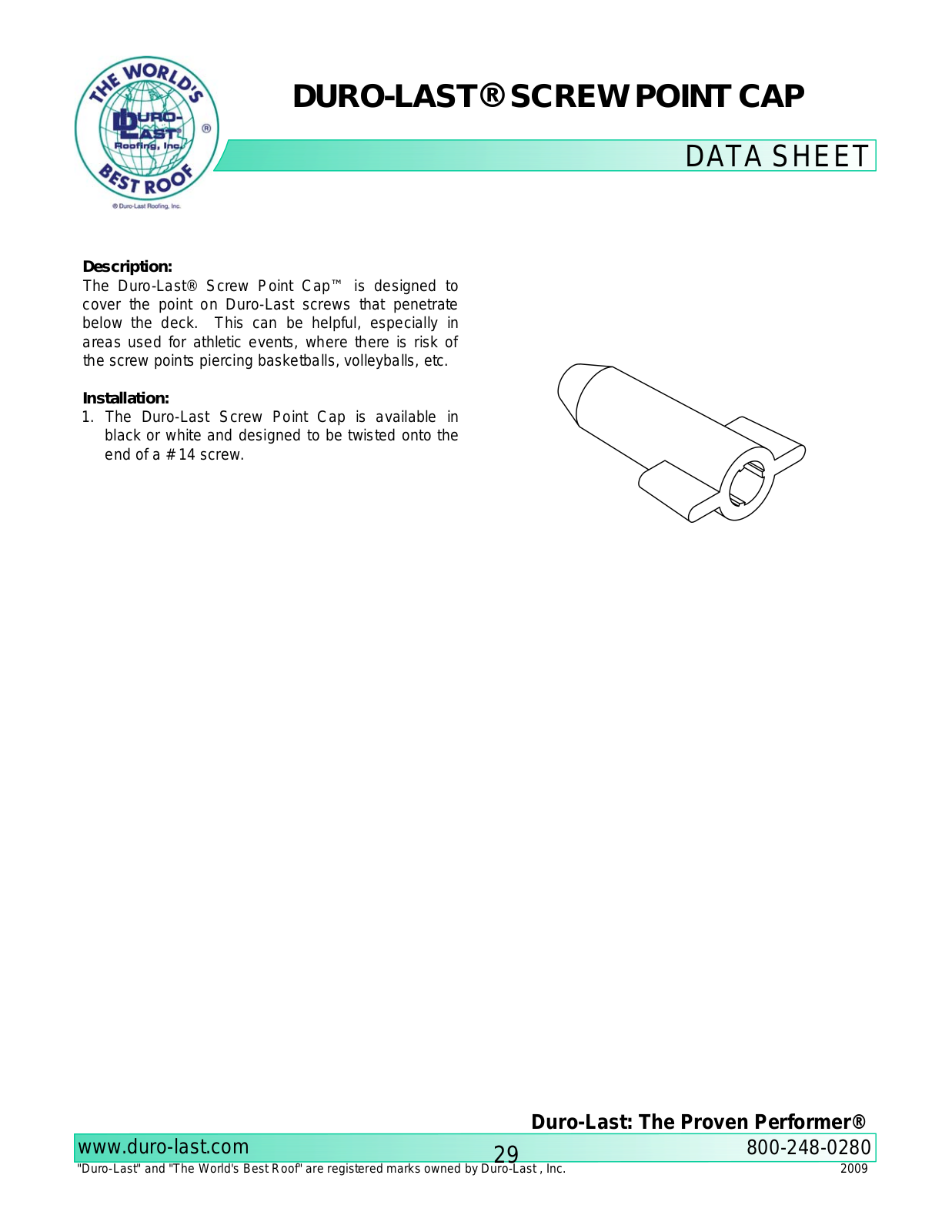 Duro-Last Screw Point Cap User Manual