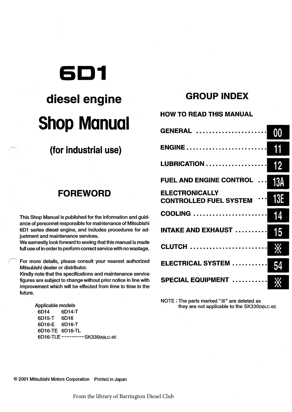 Mitsubishi 6D1 Service Manual