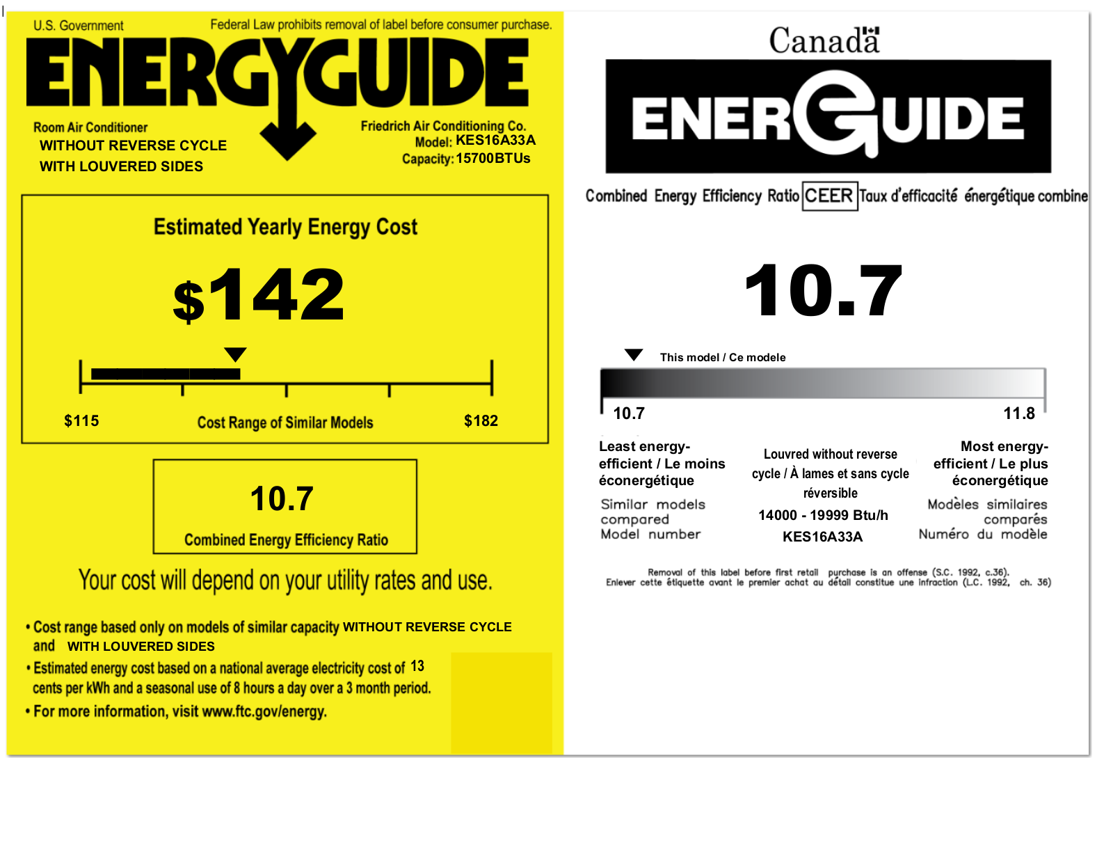 Friedrich KES16A33A Energy manual