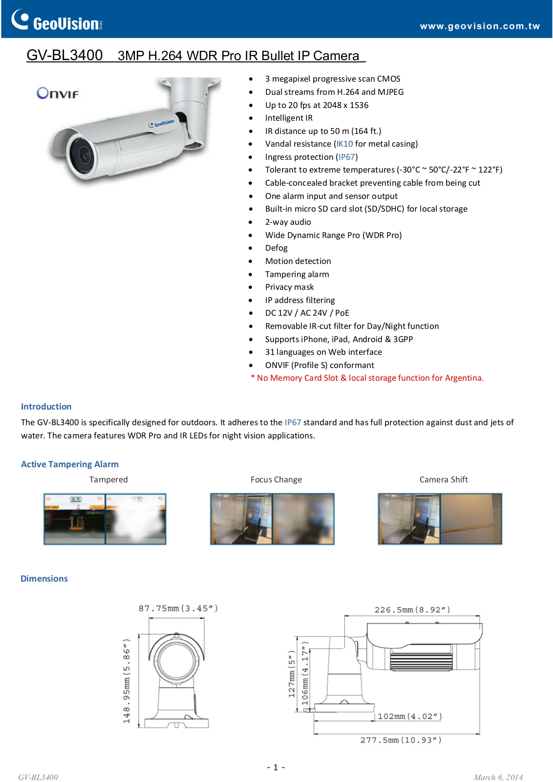 GeoVision BL3400 User Manual