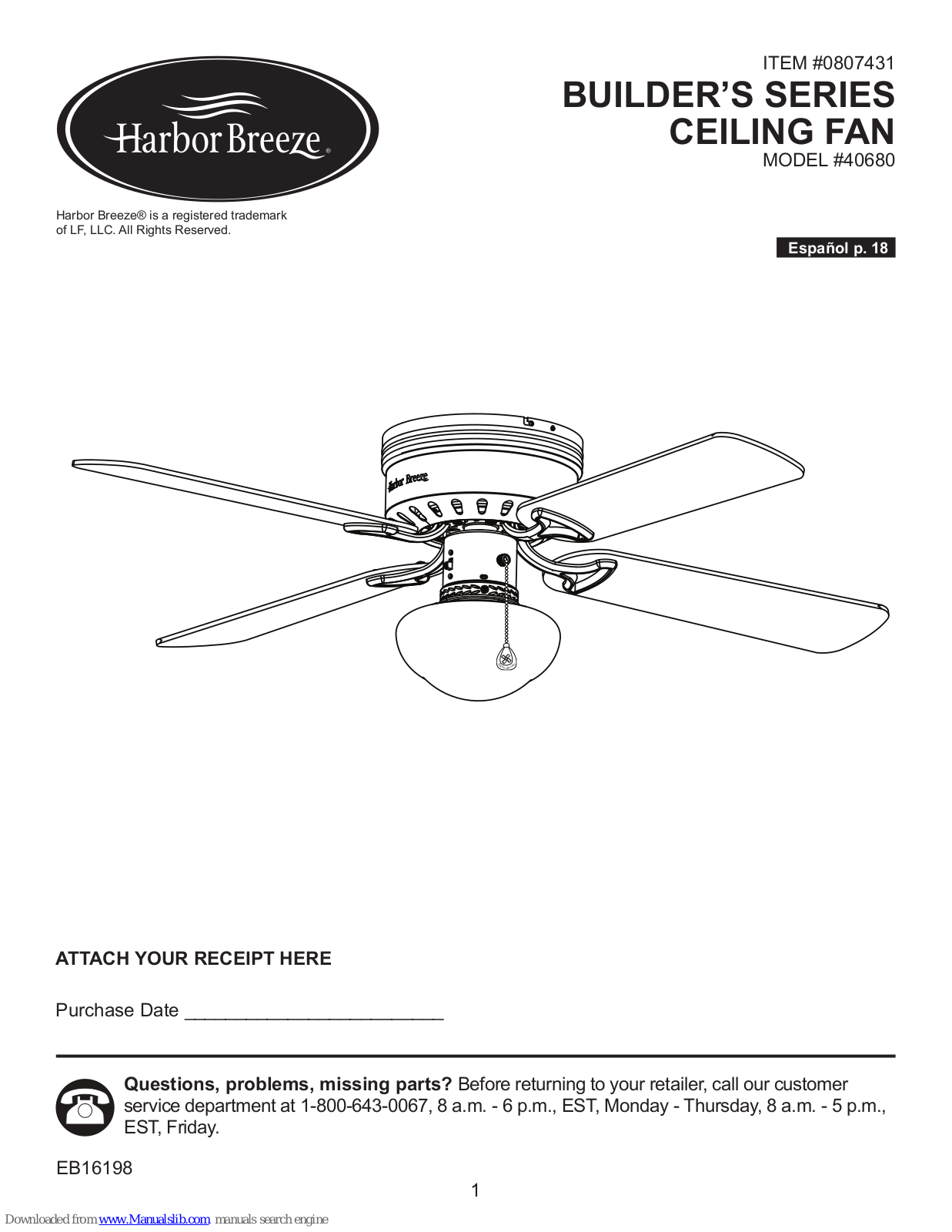 Harbor Breeze 40680 User Manual