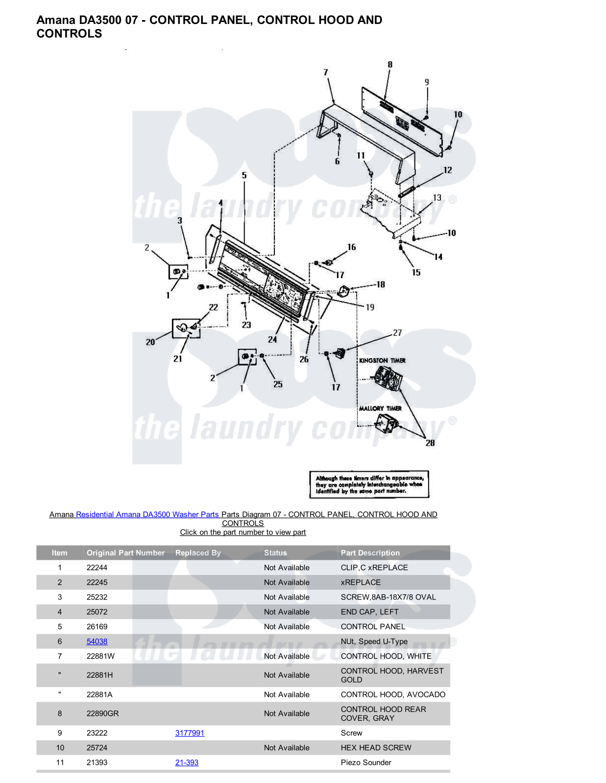 Amana DA3500 Parts Diagram