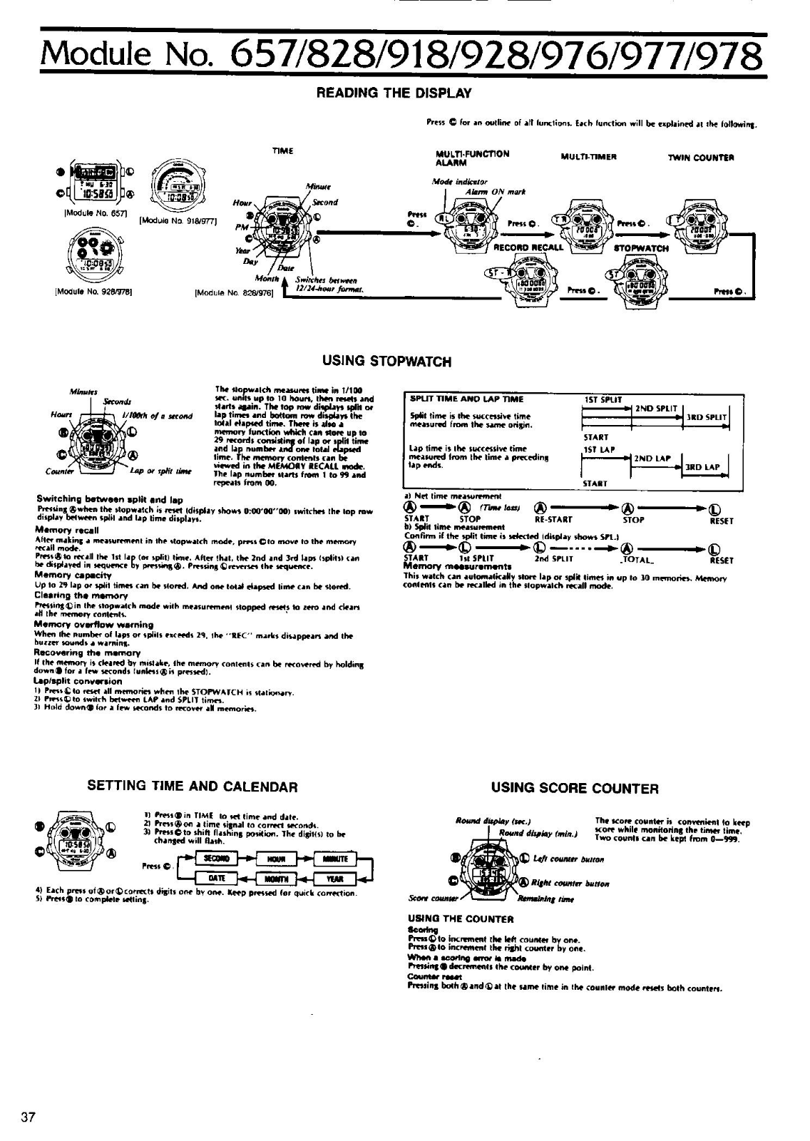 Casio QW-828, QW-657 User Manual