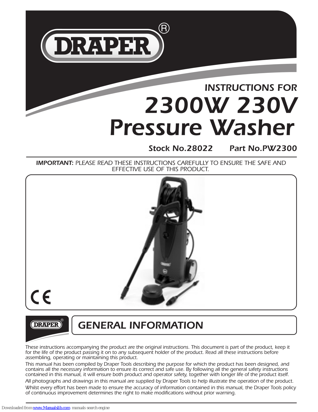 Draper PW2300 Instructions For - ManualMachine.com