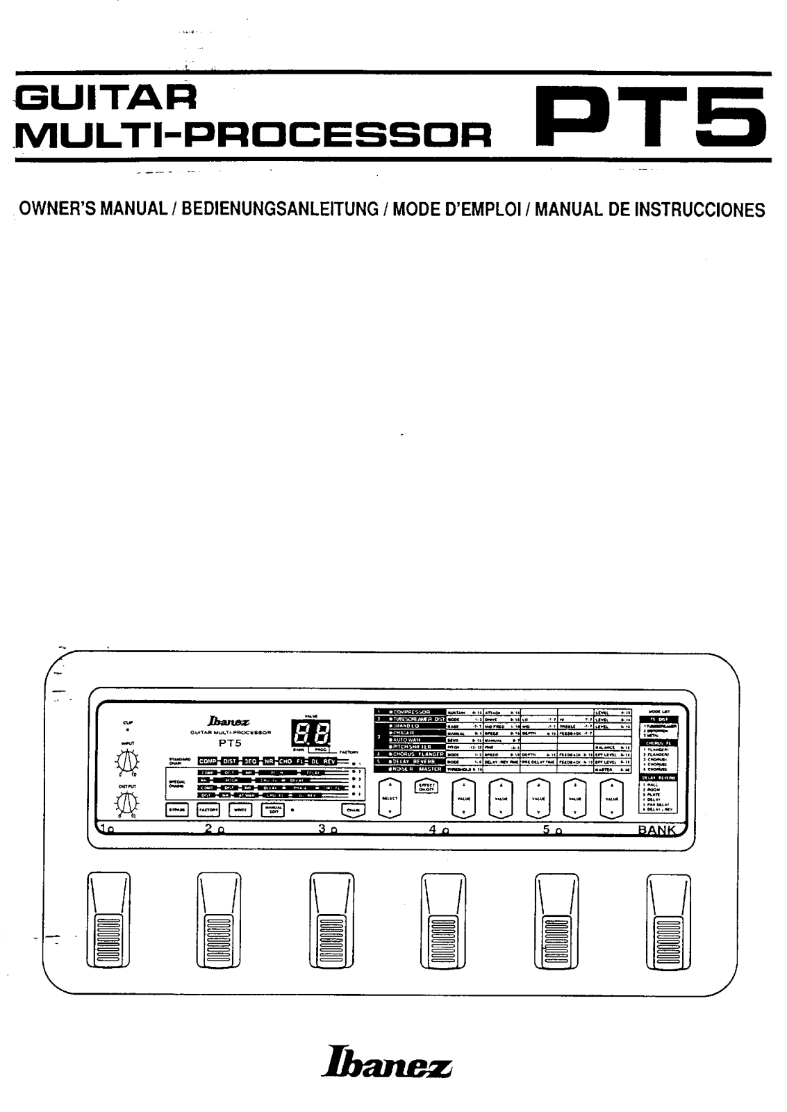 Ibanez PT-5 Owner’s Manual