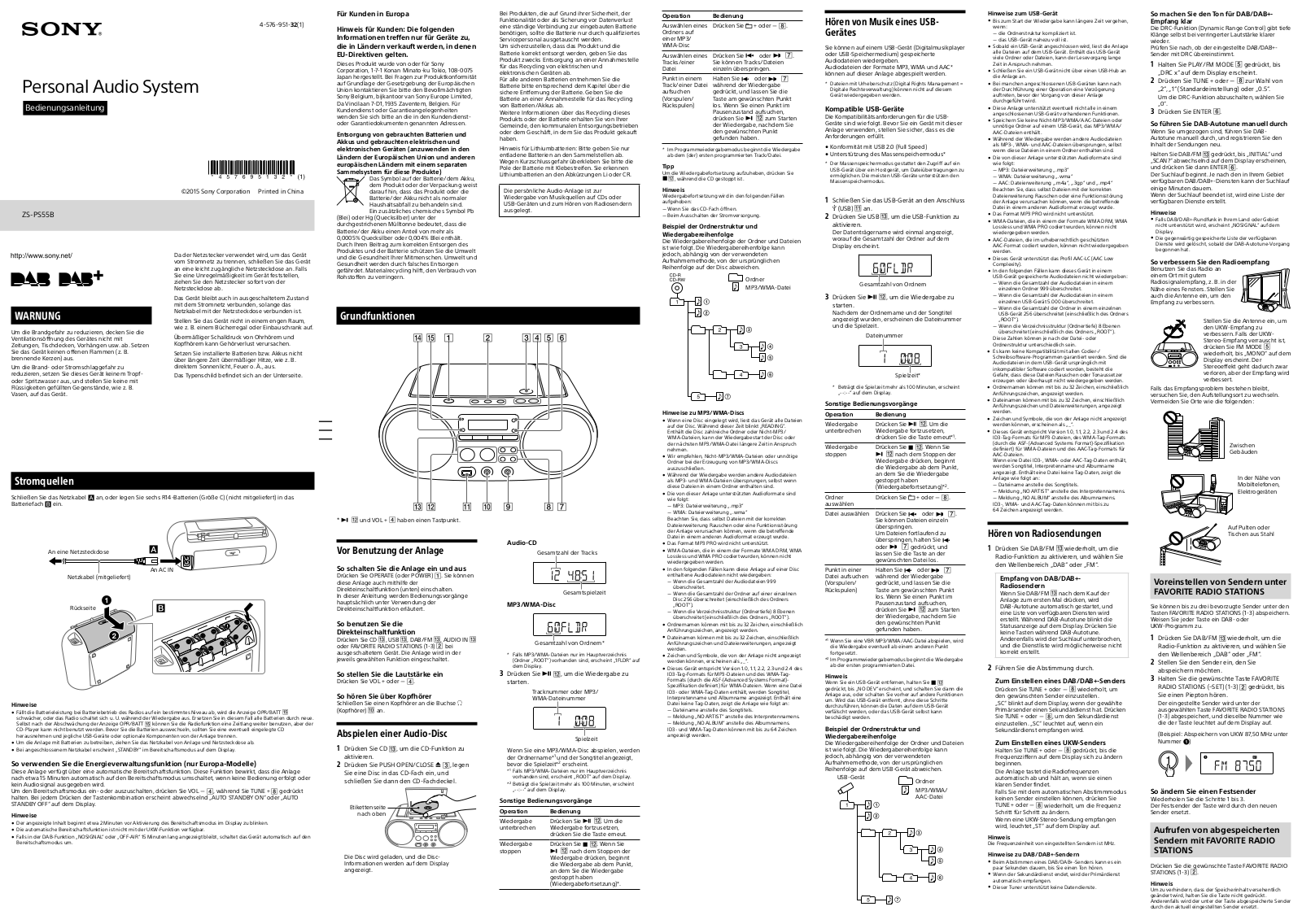 Sony ZS-PS55B User Manual