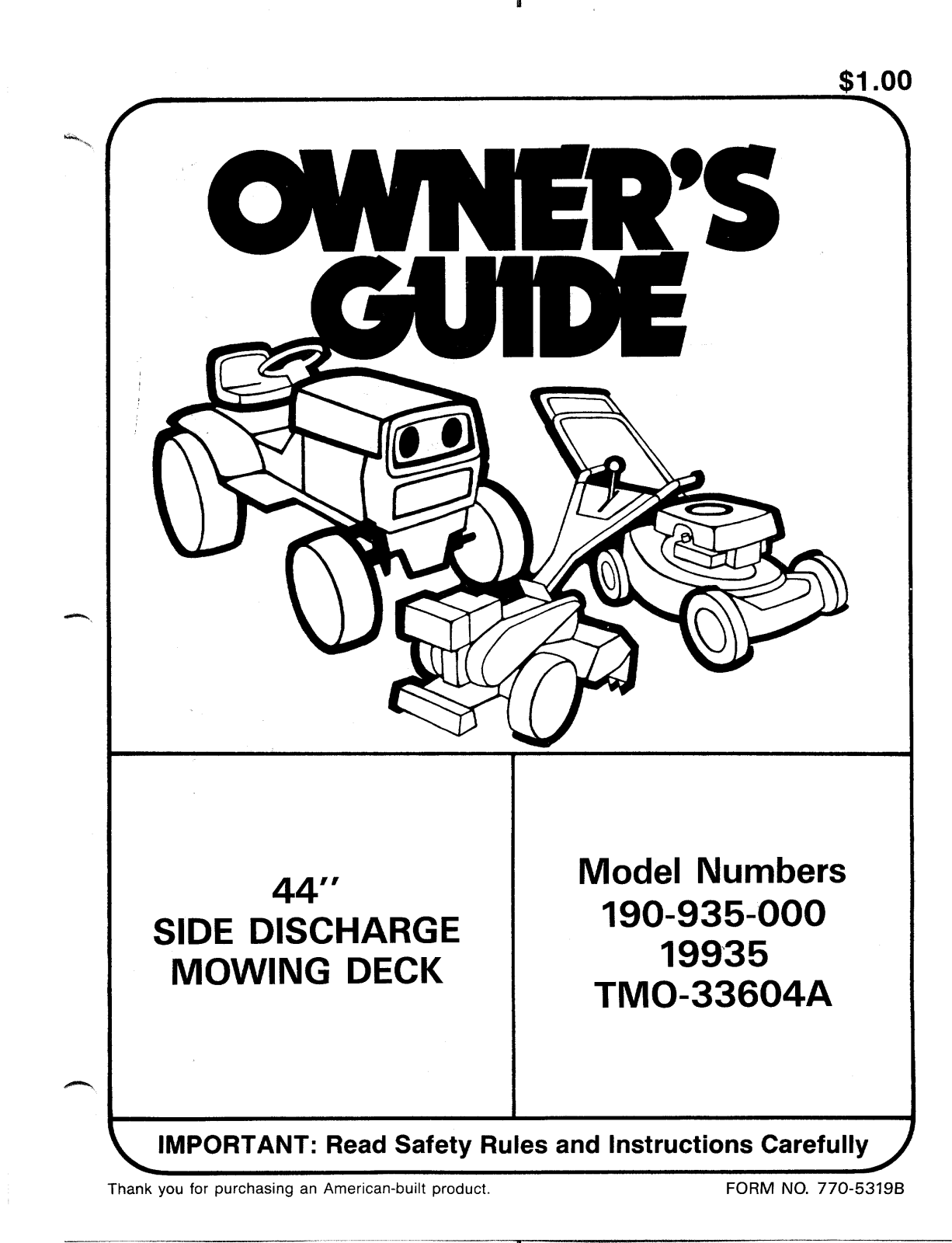 Mtd 190-035-000, 19935, tmo-33604a owners Manual