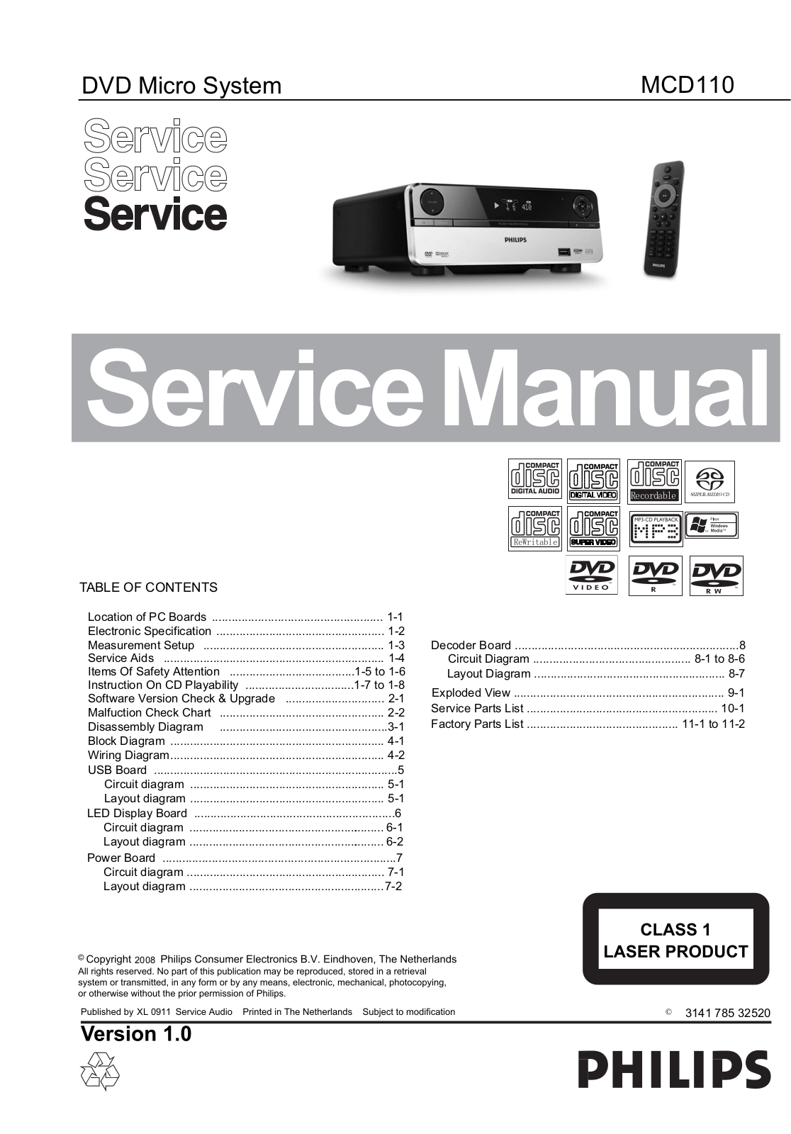 Philips MCD-110 Service Manual