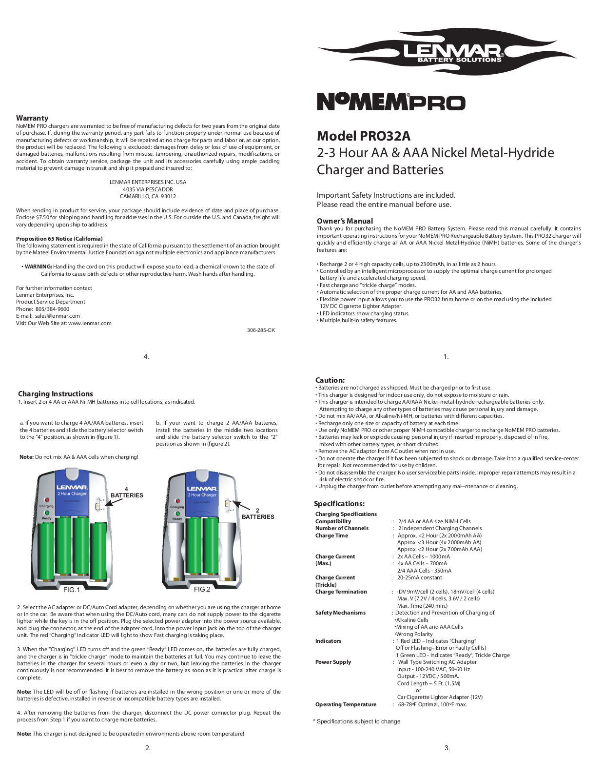 Lenmar Enterprises PRO32A User Manual