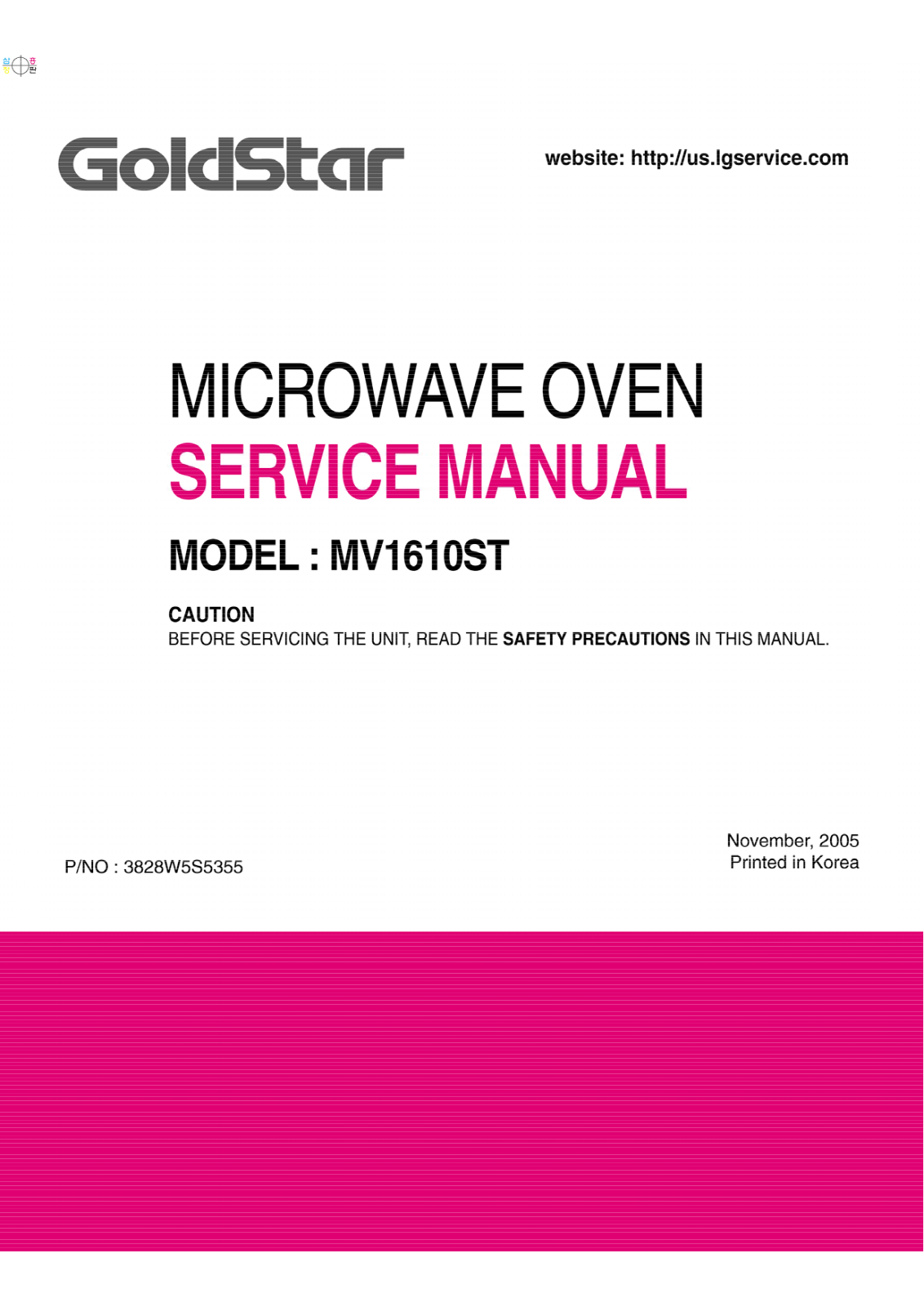 Goldstar Mv1610st Service Manual