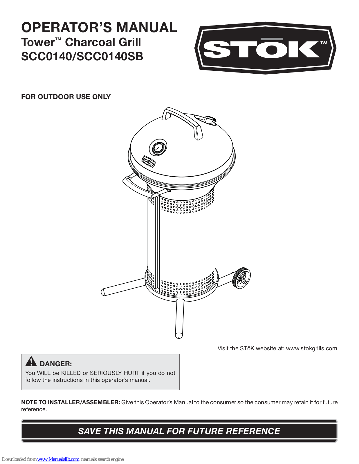 STOK Tower SCC0140, Tower SCC0140SB Operator's Manual