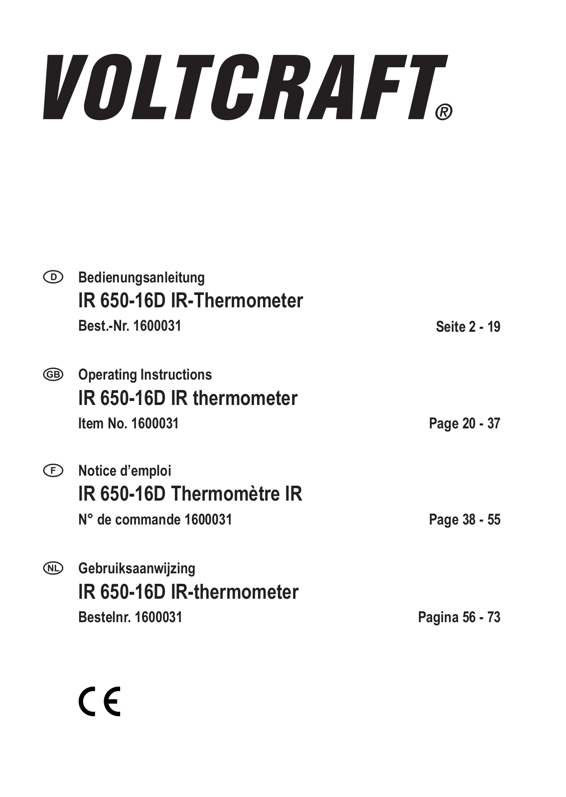 VOLTCRAFT IR 650-16D User guide